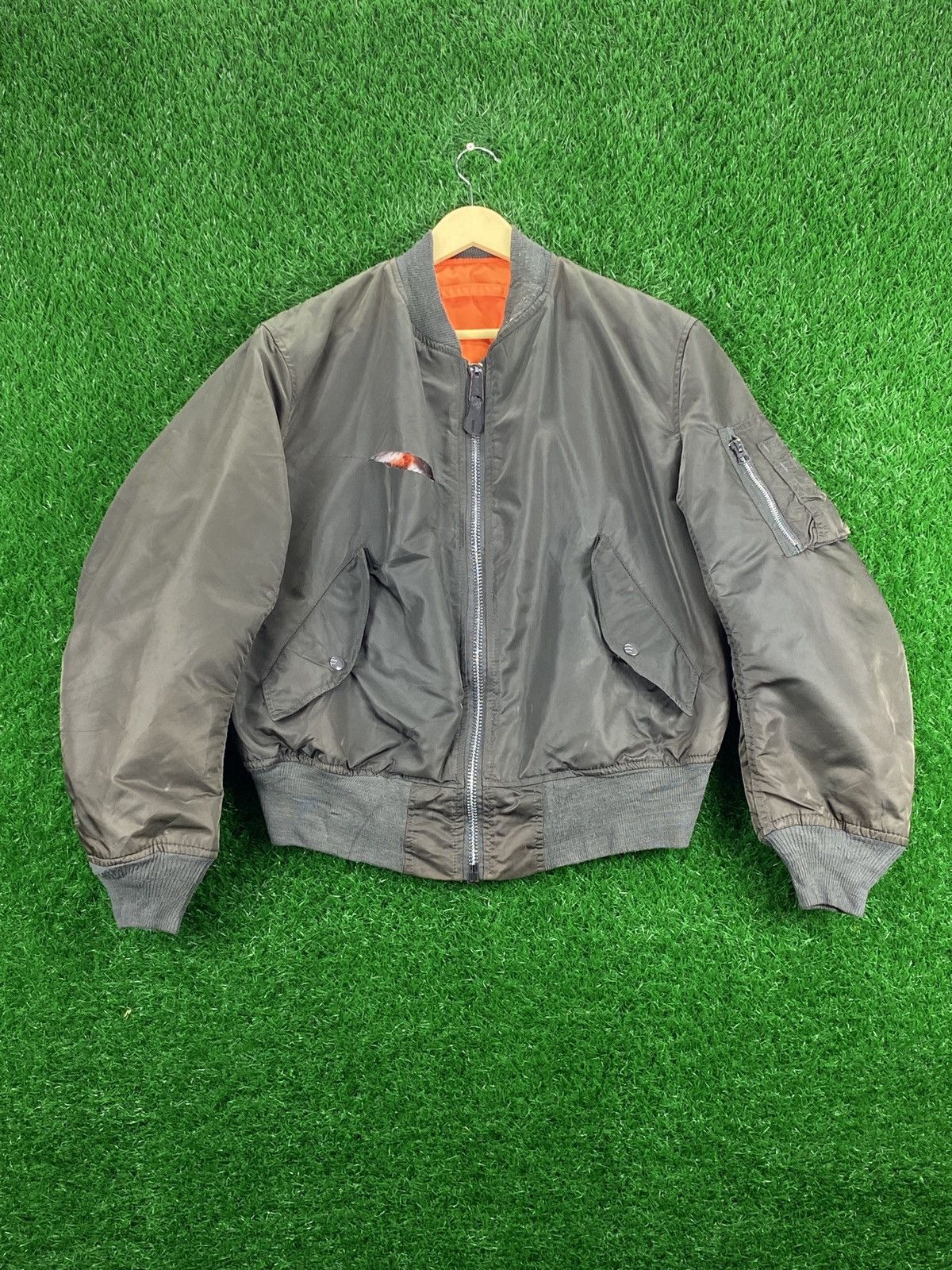 ALPHA ma-1 flight jacket USA製 olive 90s alpha reversible ma-1