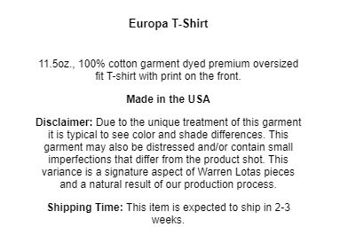Warren Lotas Europa T-Shirt Size XL Size US XL / EU 56 / 4 - 9 Thumbnail