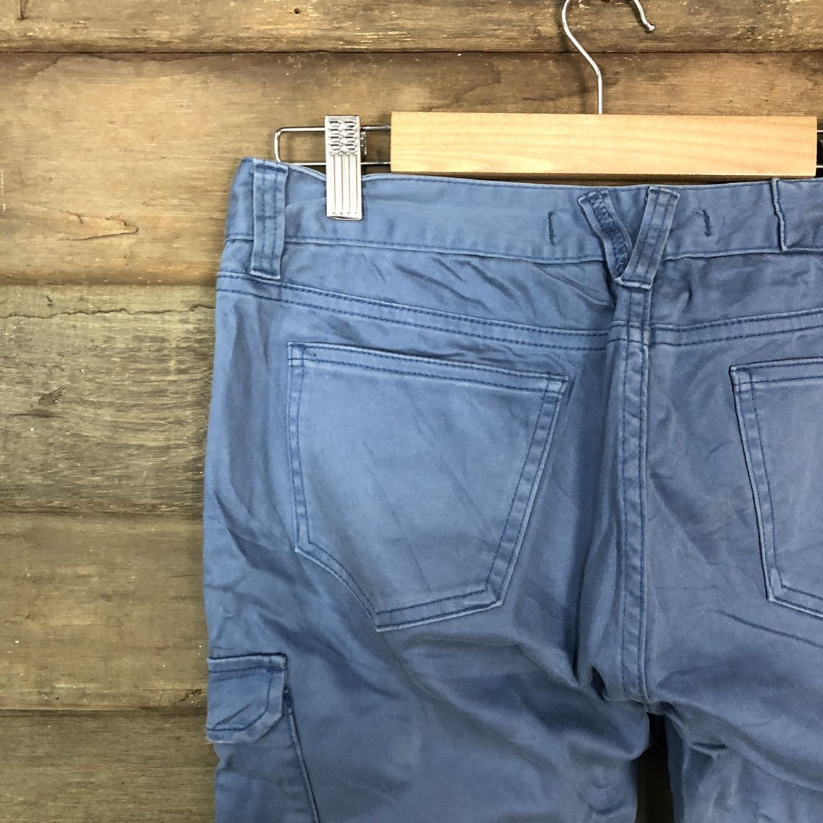 Japanese Brand Placid Wave Blue multi pocket Cargo Pants #3385 Size US 27 - 15 Thumbnail