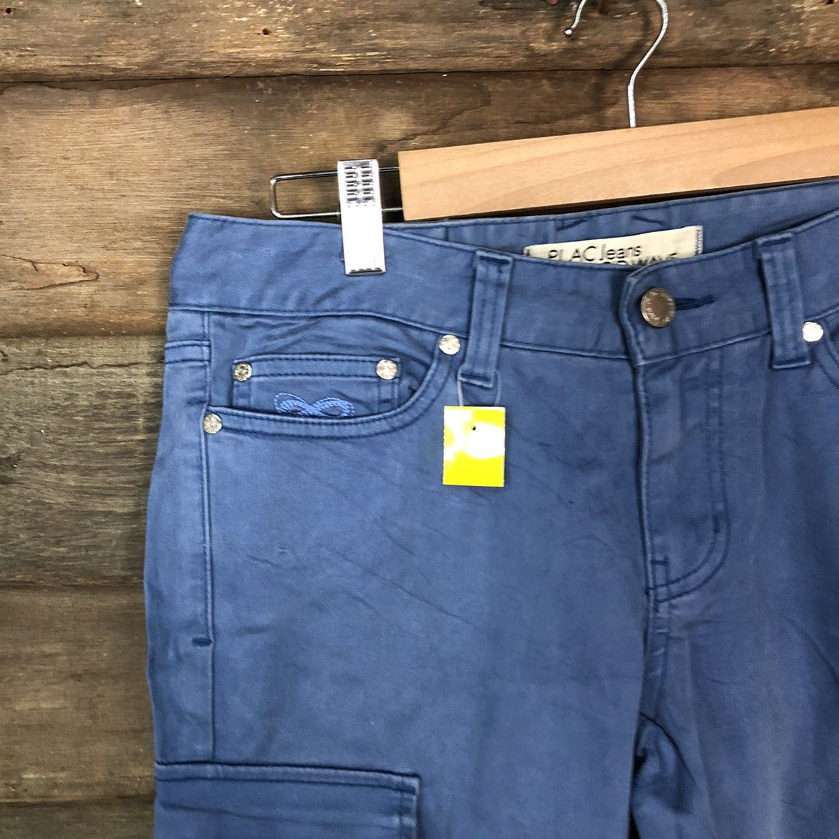 Japanese Brand Placid Wave Blue multi pocket Cargo Pants #3385 Size US 27 - 4 Thumbnail