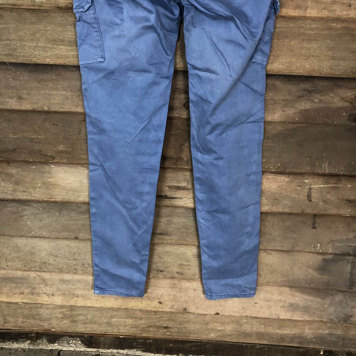 Japanese Brand Placid Wave Blue multi pocket Cargo Pants #3385 Size US 27 - 14 Thumbnail