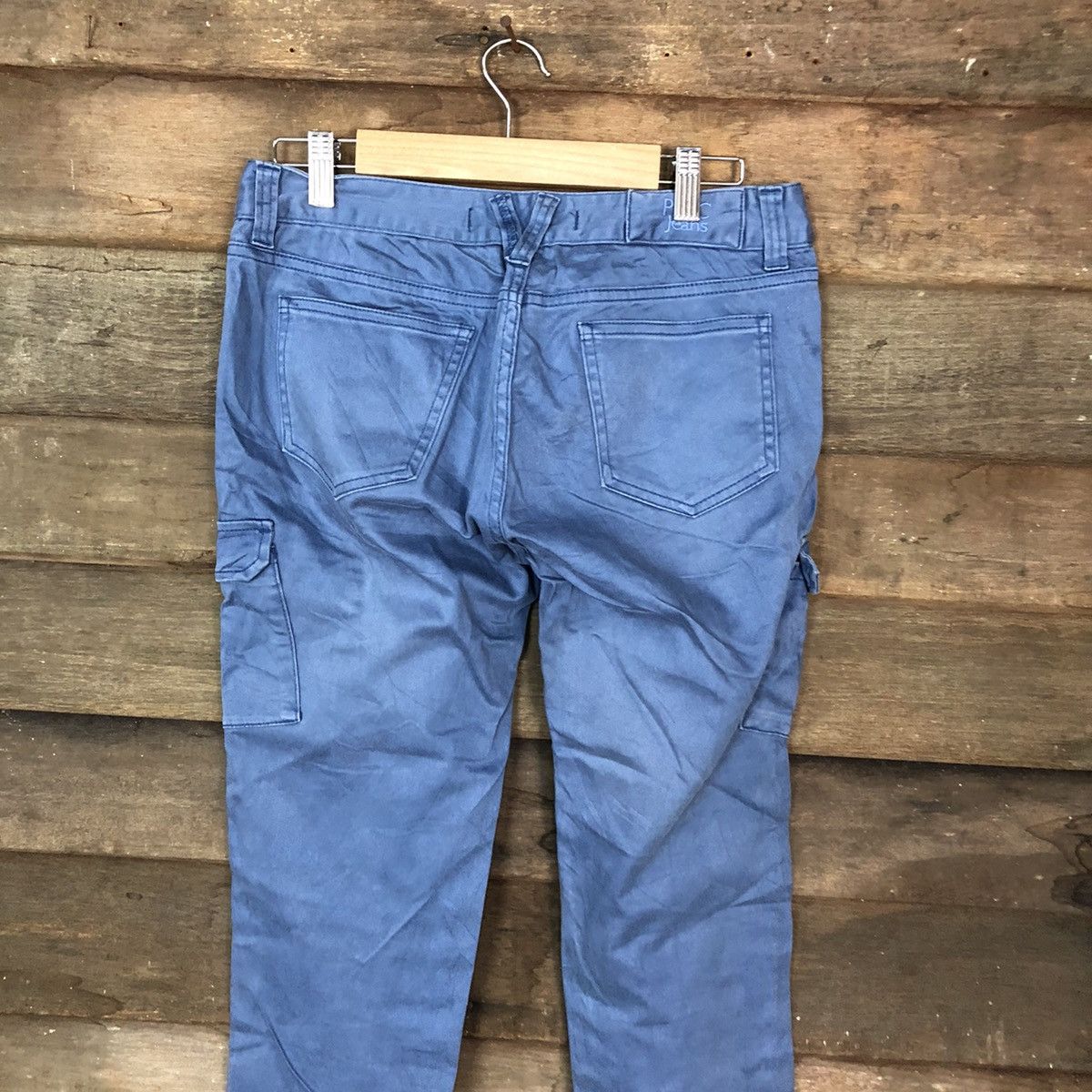 Japanese Brand Placid Wave Blue multi pocket Cargo Pants #3385 Size US 27 - 13 Thumbnail