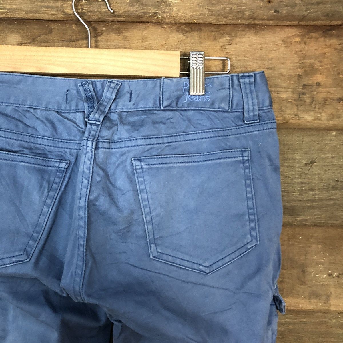 Japanese Brand Placid Wave Blue multi pocket Cargo Pants #3385 Size US 27 - 16 Thumbnail