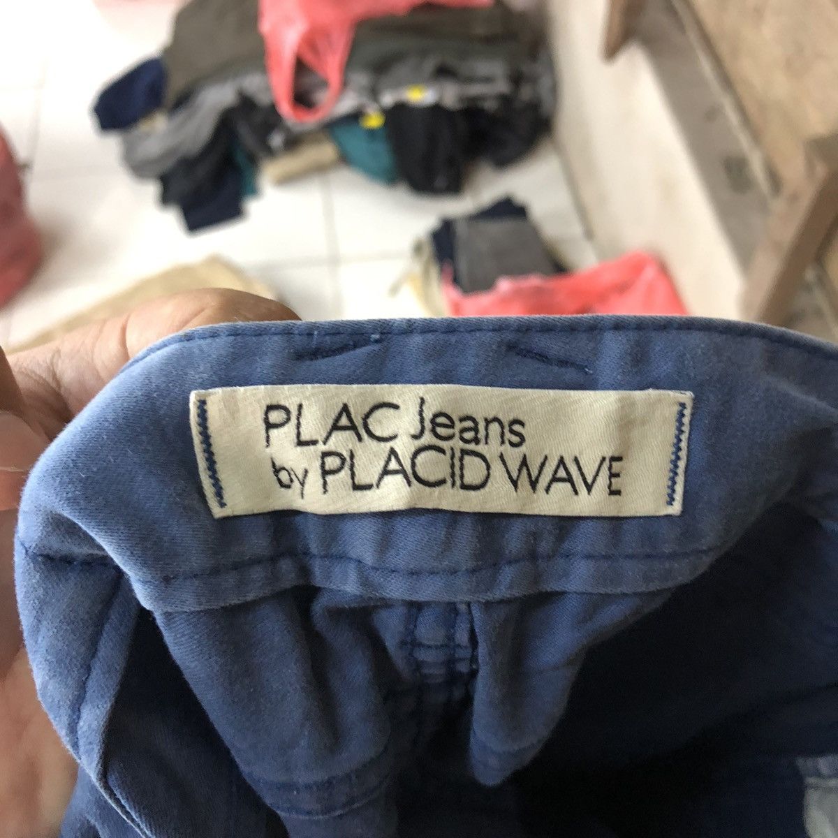 Japanese Brand Placid Wave Blue multi pocket Cargo Pants #3385 Size US 27 - 18 Thumbnail