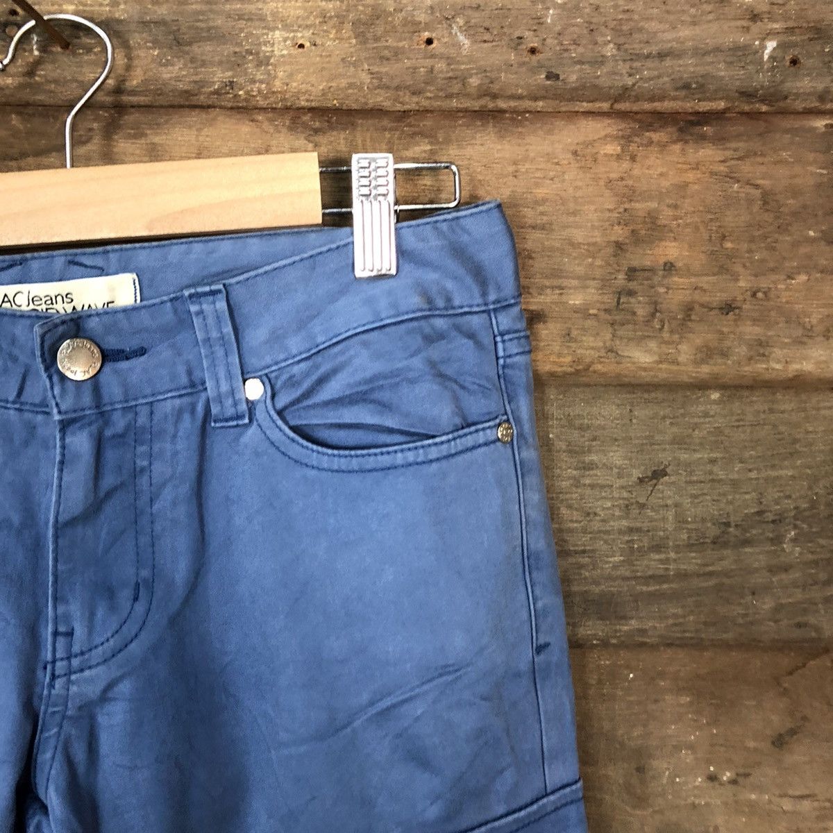 Japanese Brand Placid Wave Blue multi pocket Cargo Pants #3385 Size US 27 - 5 Thumbnail