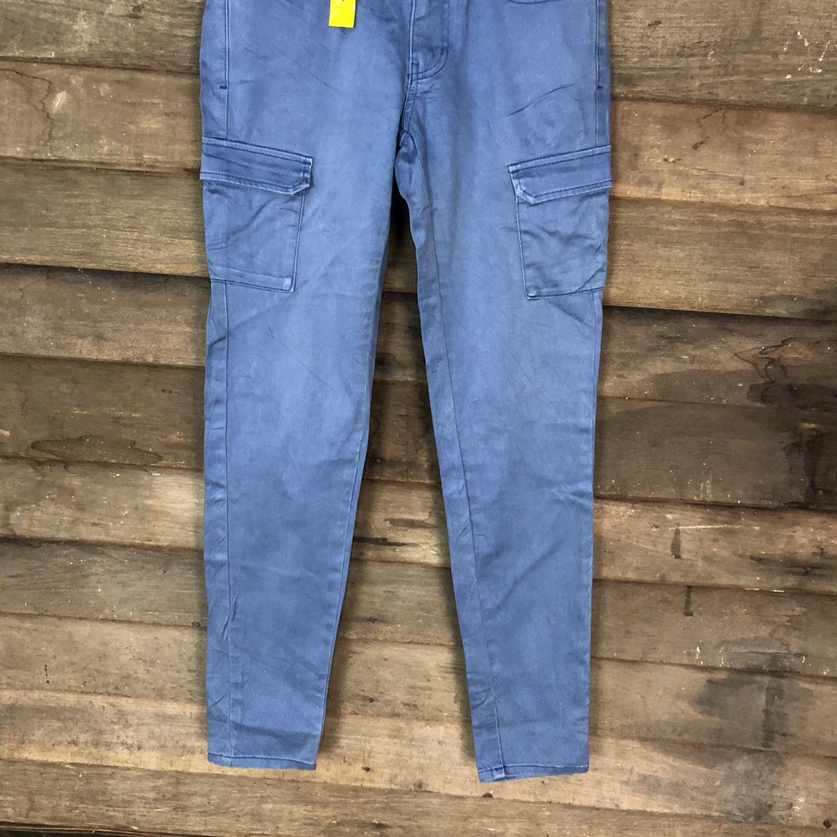 Japanese Brand Placid Wave Blue multi pocket Cargo Pants #3385 Size US 27 - 3 Thumbnail
