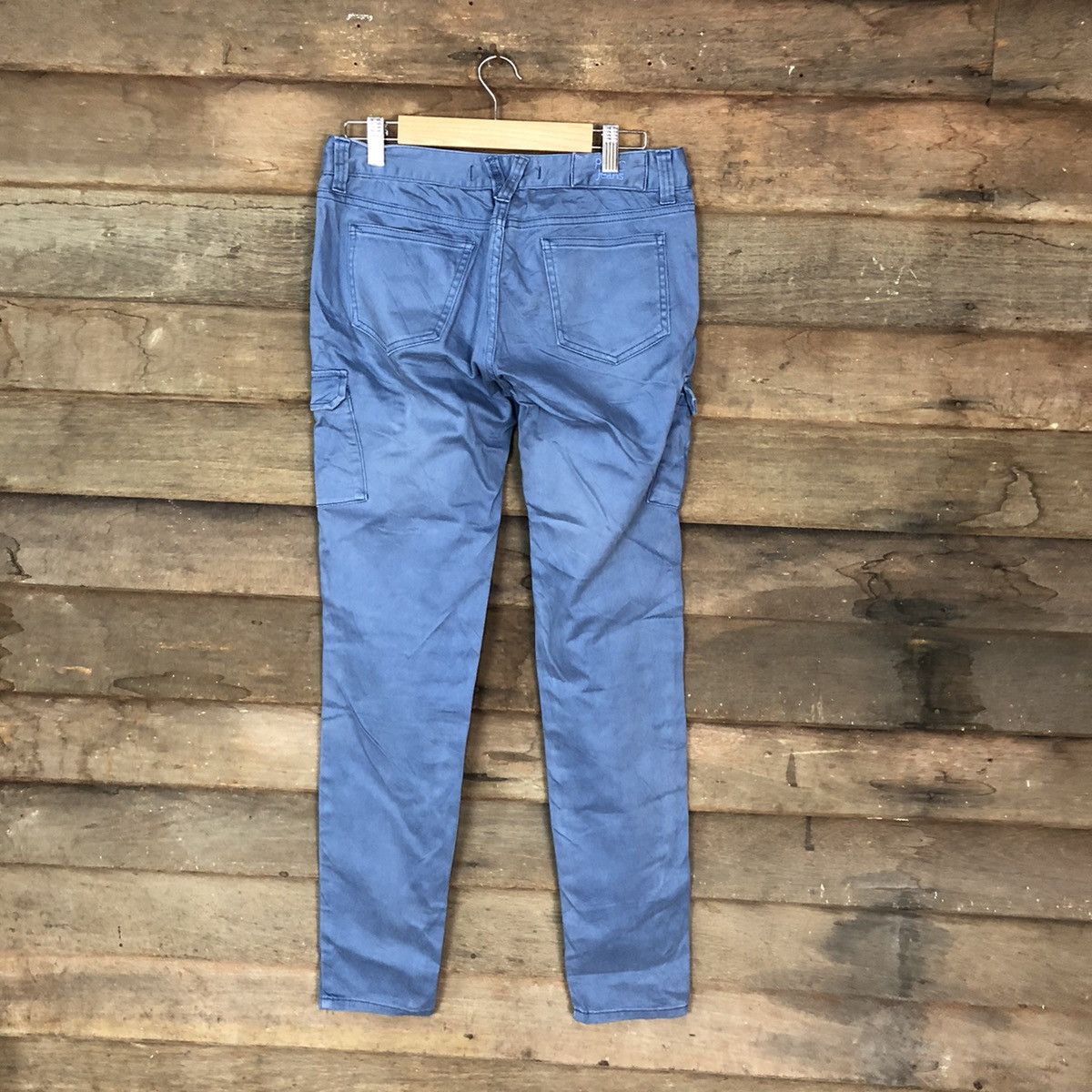 Japanese Brand Placid Wave Blue multi pocket Cargo Pants #3385 Size US 27 - 12 Thumbnail