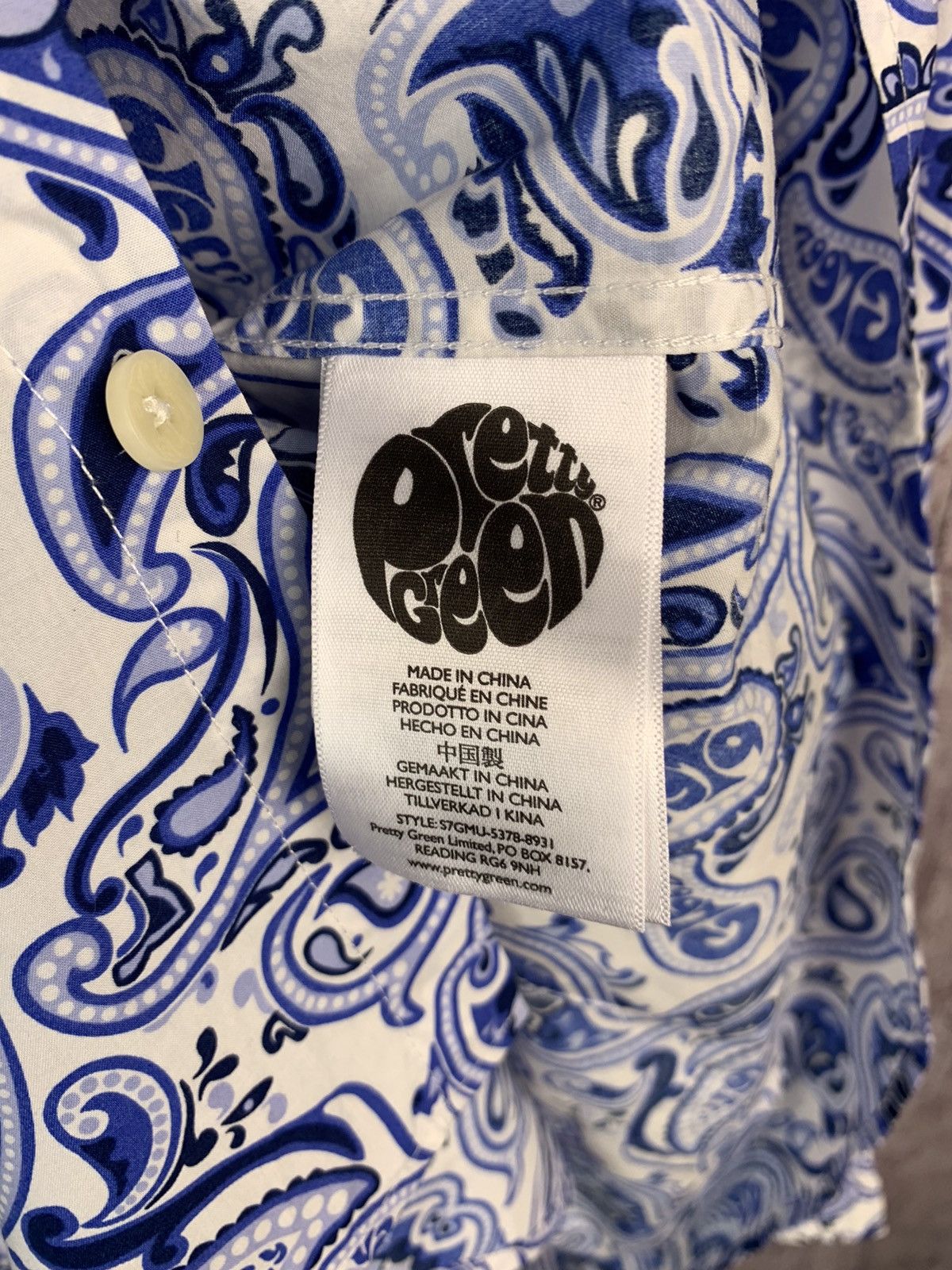 Pretty Green Pretty Green Mens Long Sleeve Paisley Shirt Size US M / EU 48-50 / 2 - 7 Thumbnail