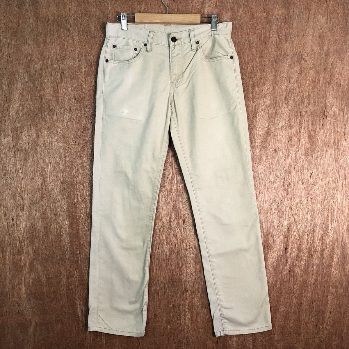 Image of Strauss Cream Distressed Denim Pants C196, Men's (Size 30)