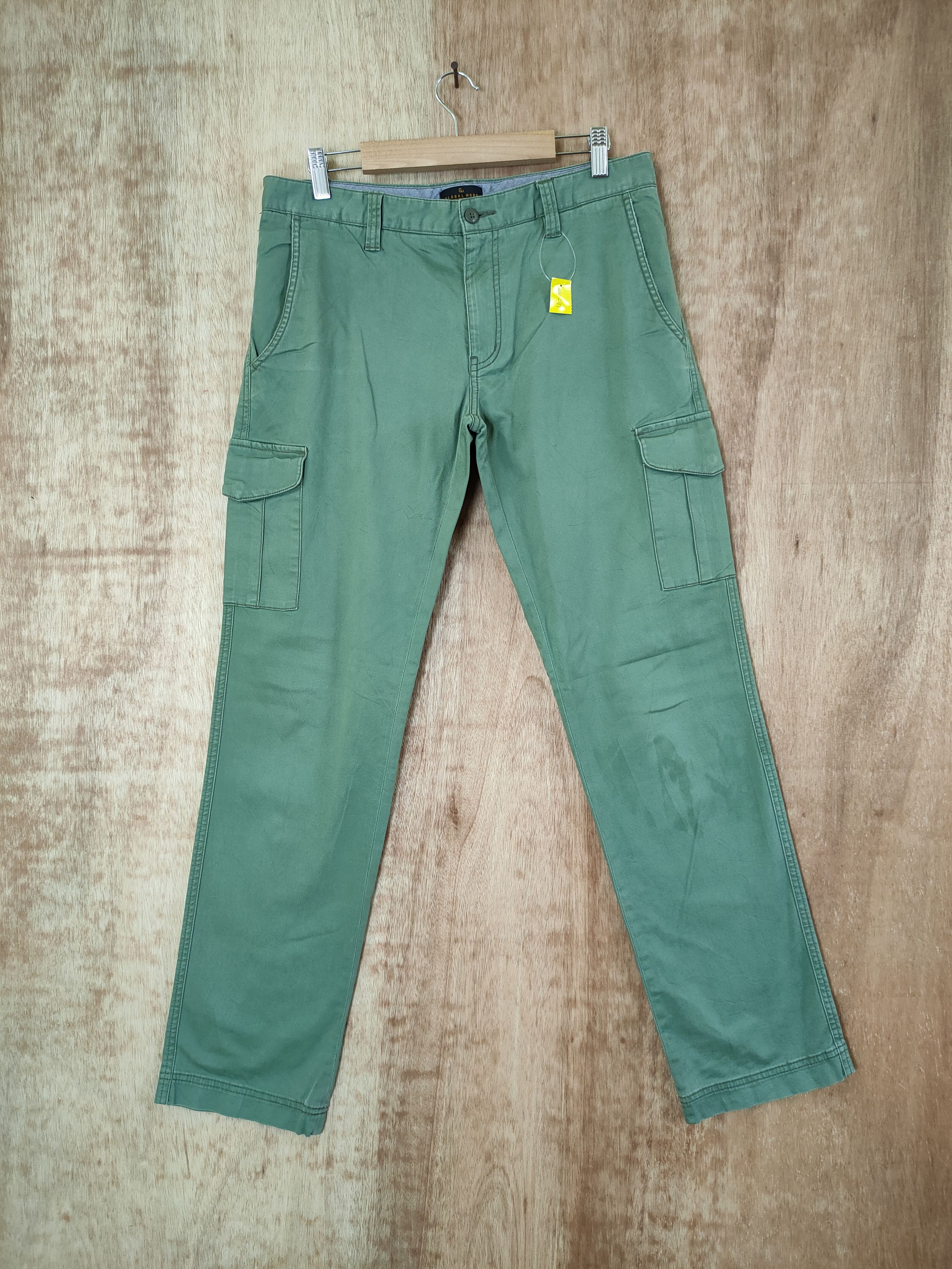 Japanese Brand DL Global work japan green utility cargo pants #46-297 Size US 31 - 1 Thumbnail
