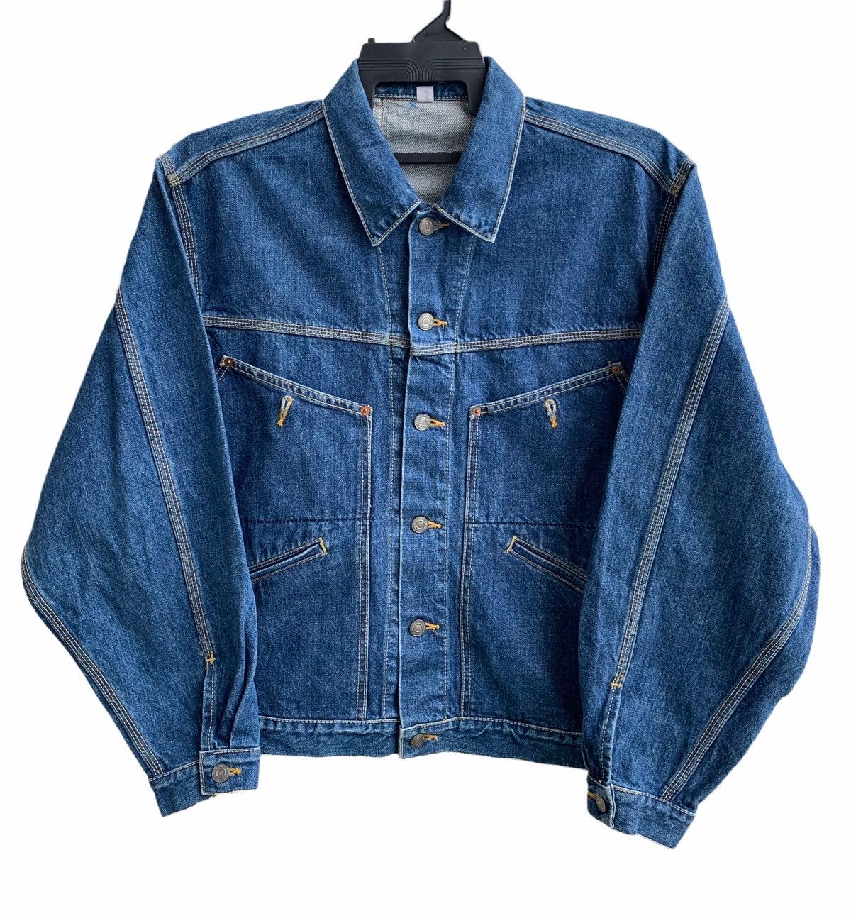 Vintage Japanese Brand 4 Pocket Denim Jacket Biker Style