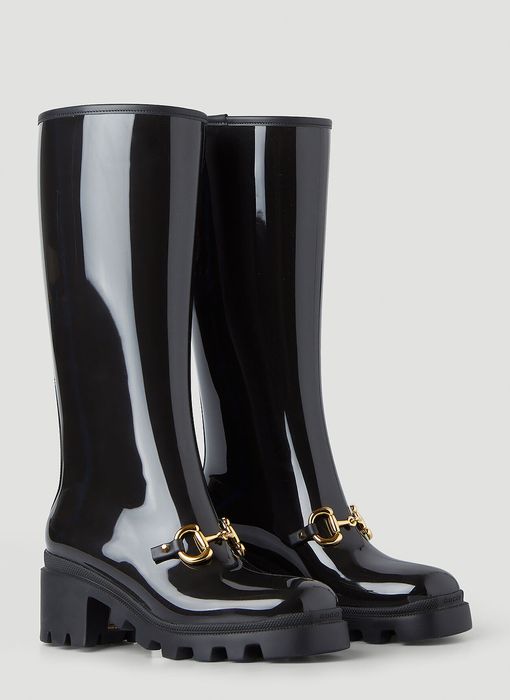 Gucci Knee High Horsebit Rain Boots in Black Grailed