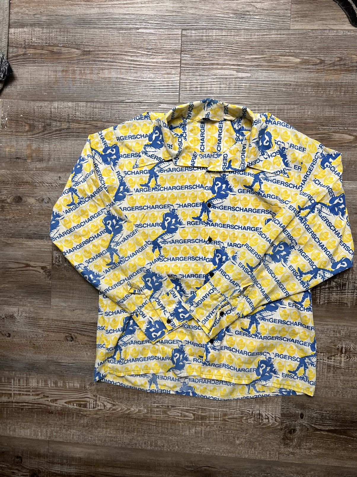 70’s san diego chargers button up shirt