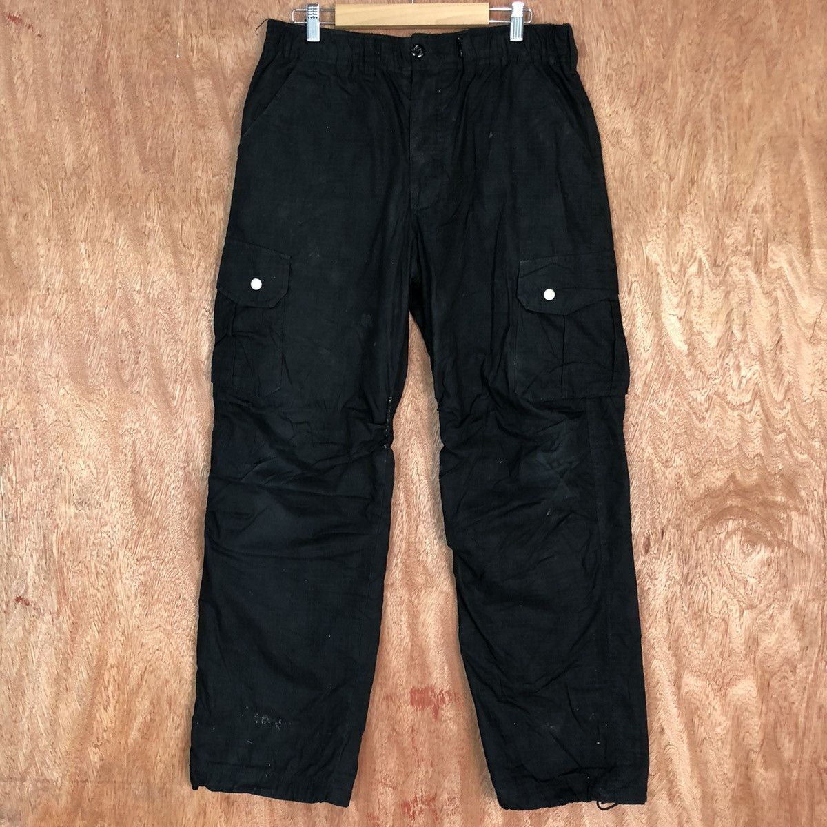 image of Vintage Japan Brand Track Multipocket Tactical Cargo Pants C642 in Black, Men's (Size 30)