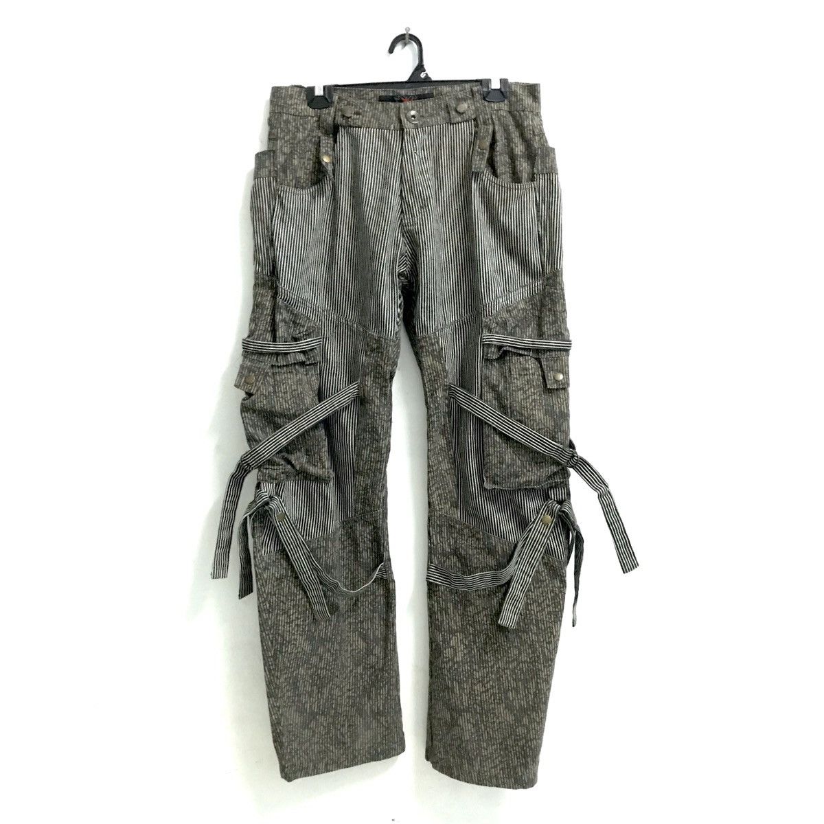 Authentic Distressed Denim Cargo Pants Streetwear Style