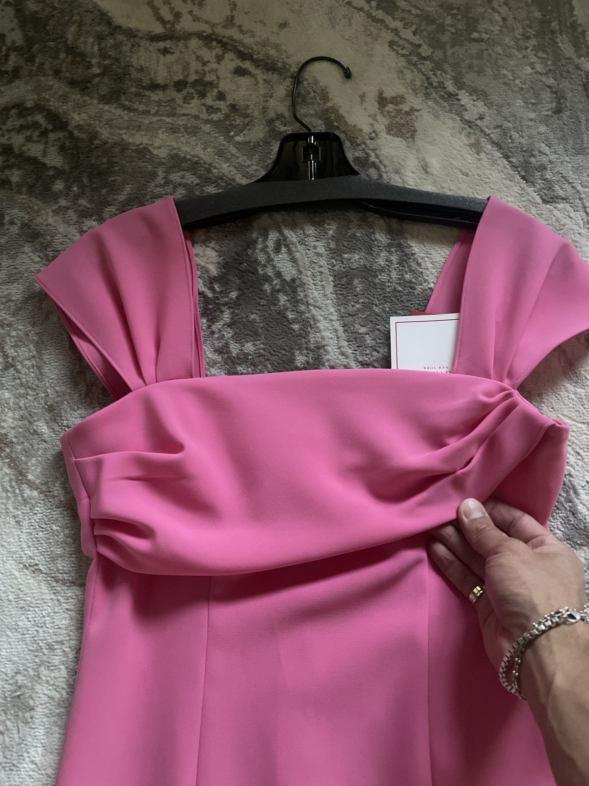 Carolina Herrera Draped square neck cap sleeve trumpet midi dress Size S / US 4 / IT 40 - 2 Thumbnail