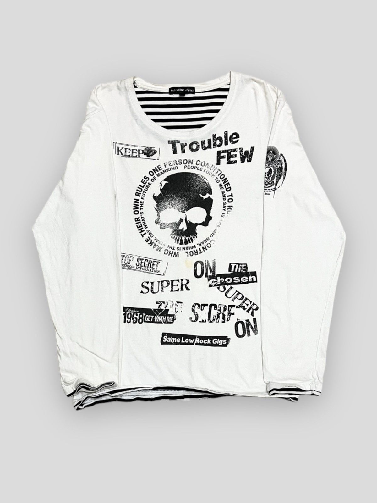 image of Beauty Beast x Vintage Send Offer Japan Designer National Anthem Skull Longsleeve in White (Size Me