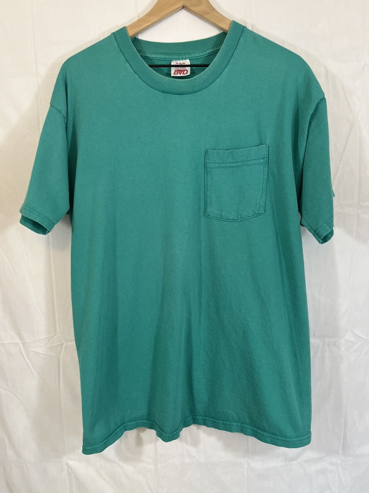Vintage Vintage Faded Blank Teal Pocket Tee Size US XL / EU 56 / 4 - 1 Thumbnail