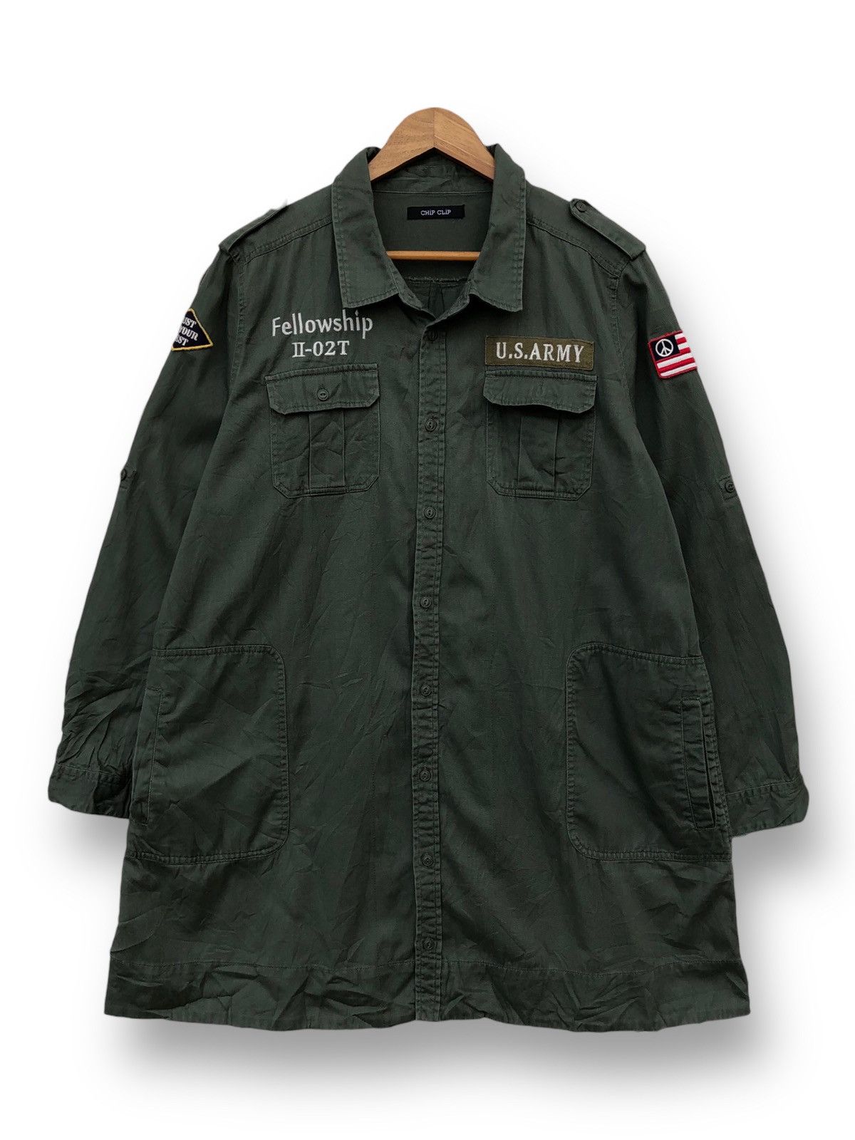 Chip Clip U.S.ARMY Military Long Shirt Jacket Button Down
