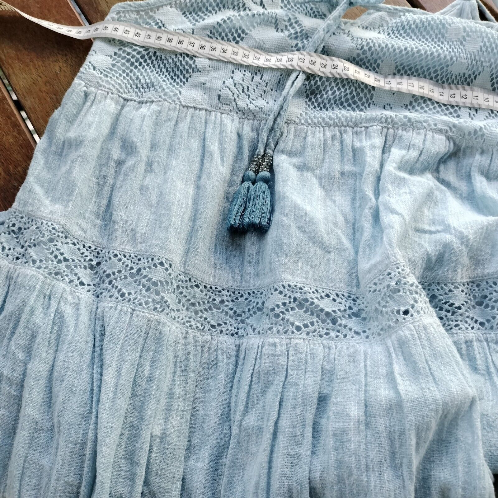 Designer Lula Soul Dress Floral Babydoll Crochet Tiered Cotton Boho Size S / US 4 / IT 40 - 7 Thumbnail