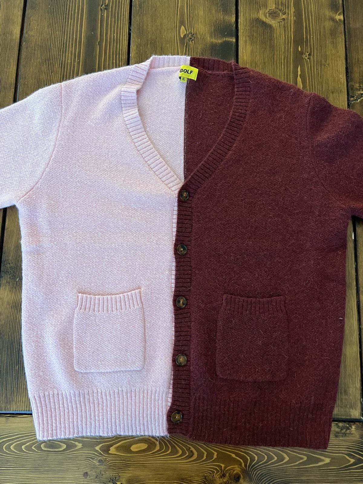 トップス STRIPED MOHAIR CARDIGAN by GOLF WANG Golf Wang Black/Pink Striped Mohair Cardigan Love | Depop