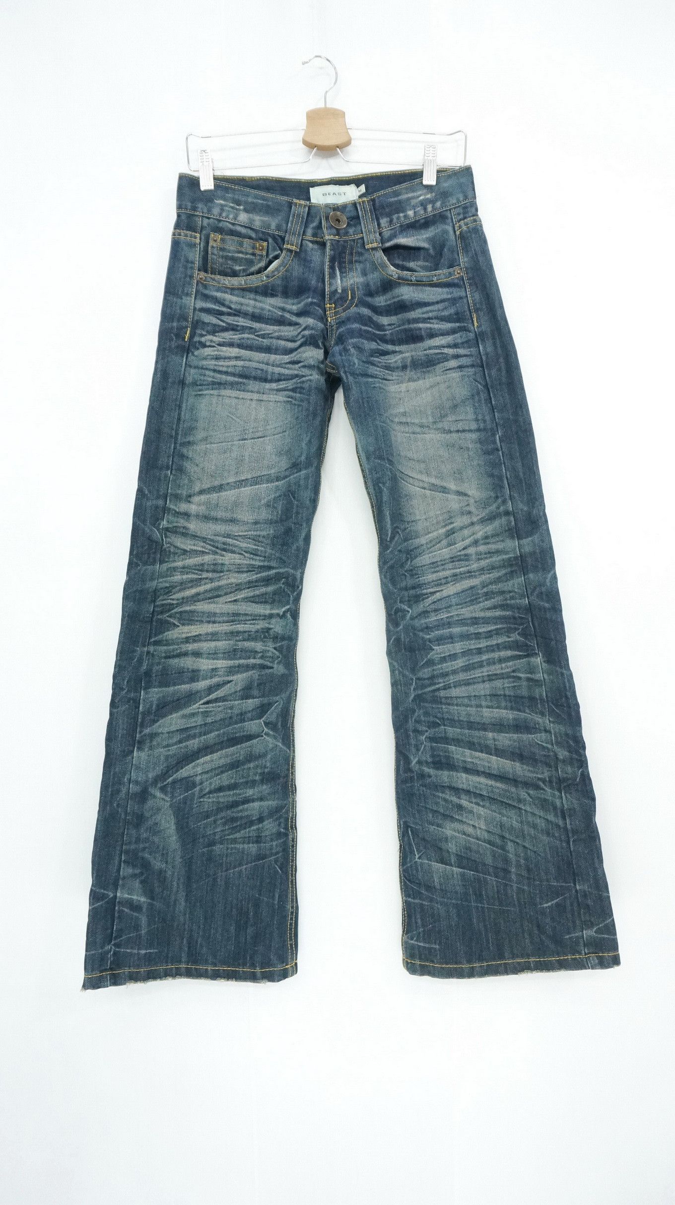 If Six Was Nine Vintage BEAST Japan Wide Leg Flare Lowrise Jeans Size US 29 - 3 Thumbnail