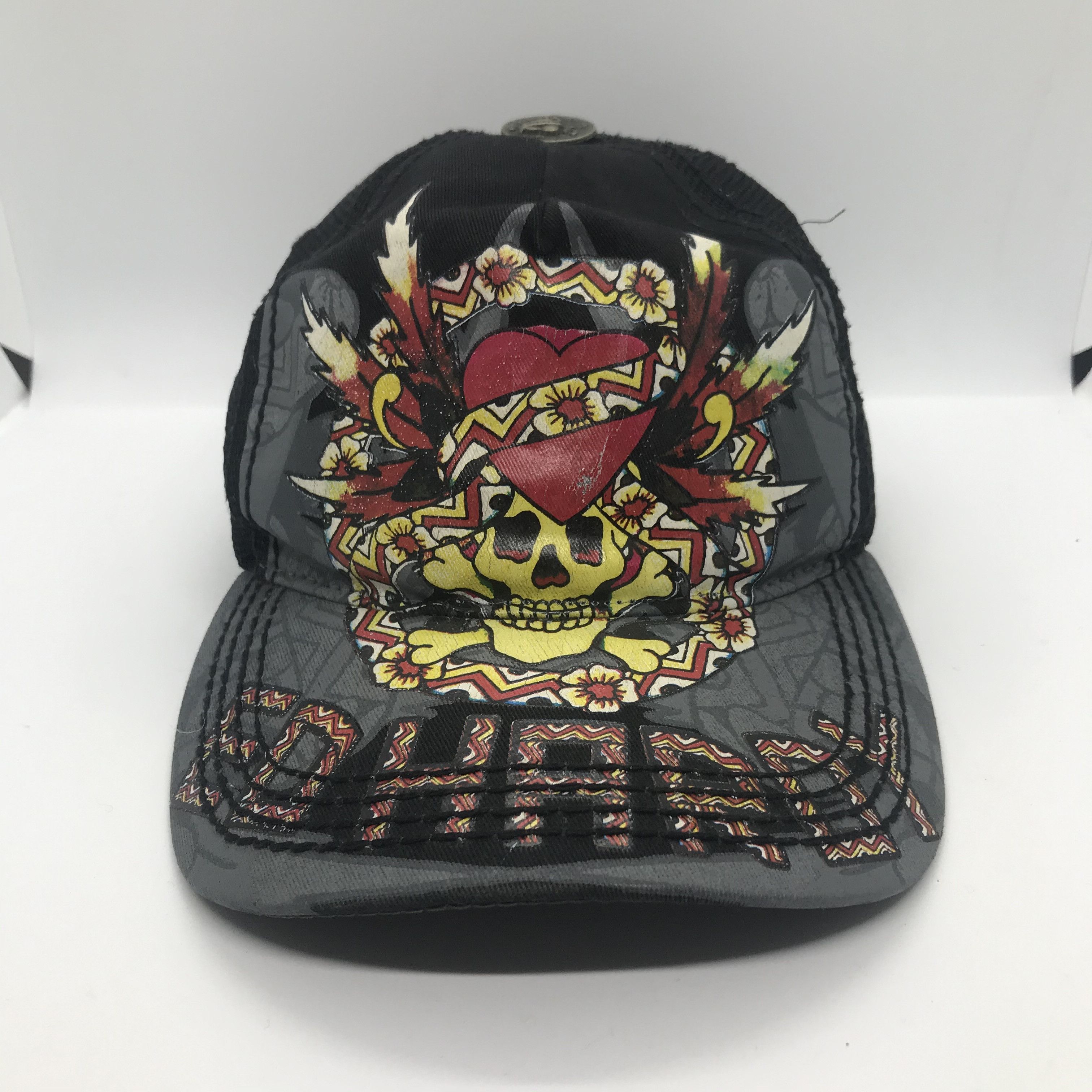Ed Hardy ED HARDY Skull Heart Trucker Cap y2k Size ONE SIZE - 1 Thumbnail