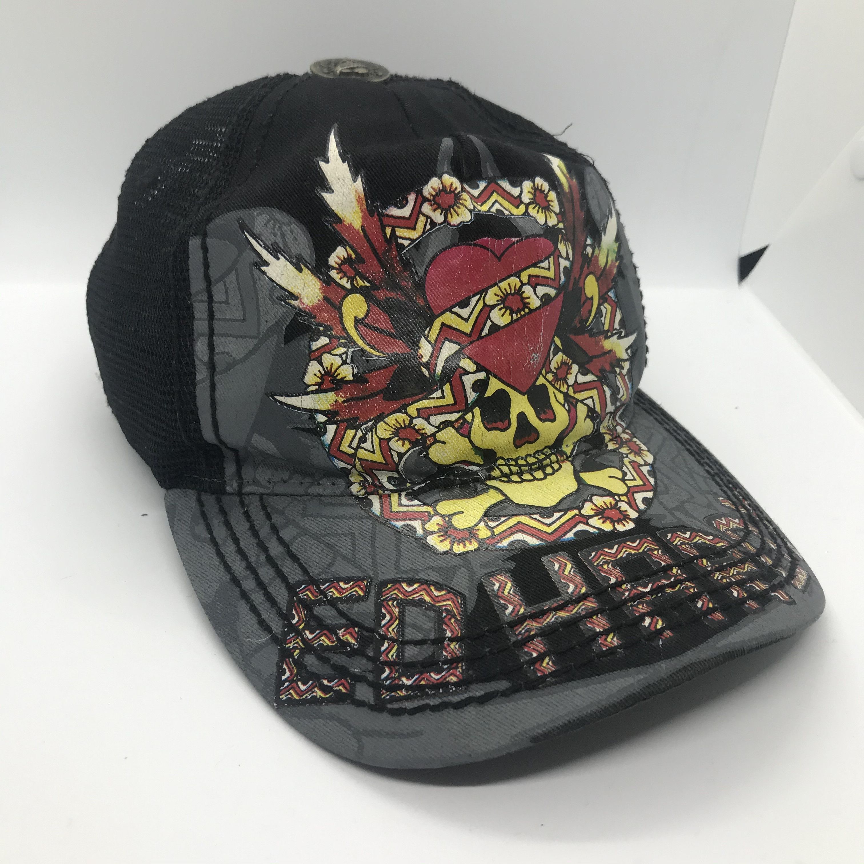Ed Hardy ED HARDY Skull Heart Trucker Cap y2k Size ONE SIZE - 2 Thumbnail
