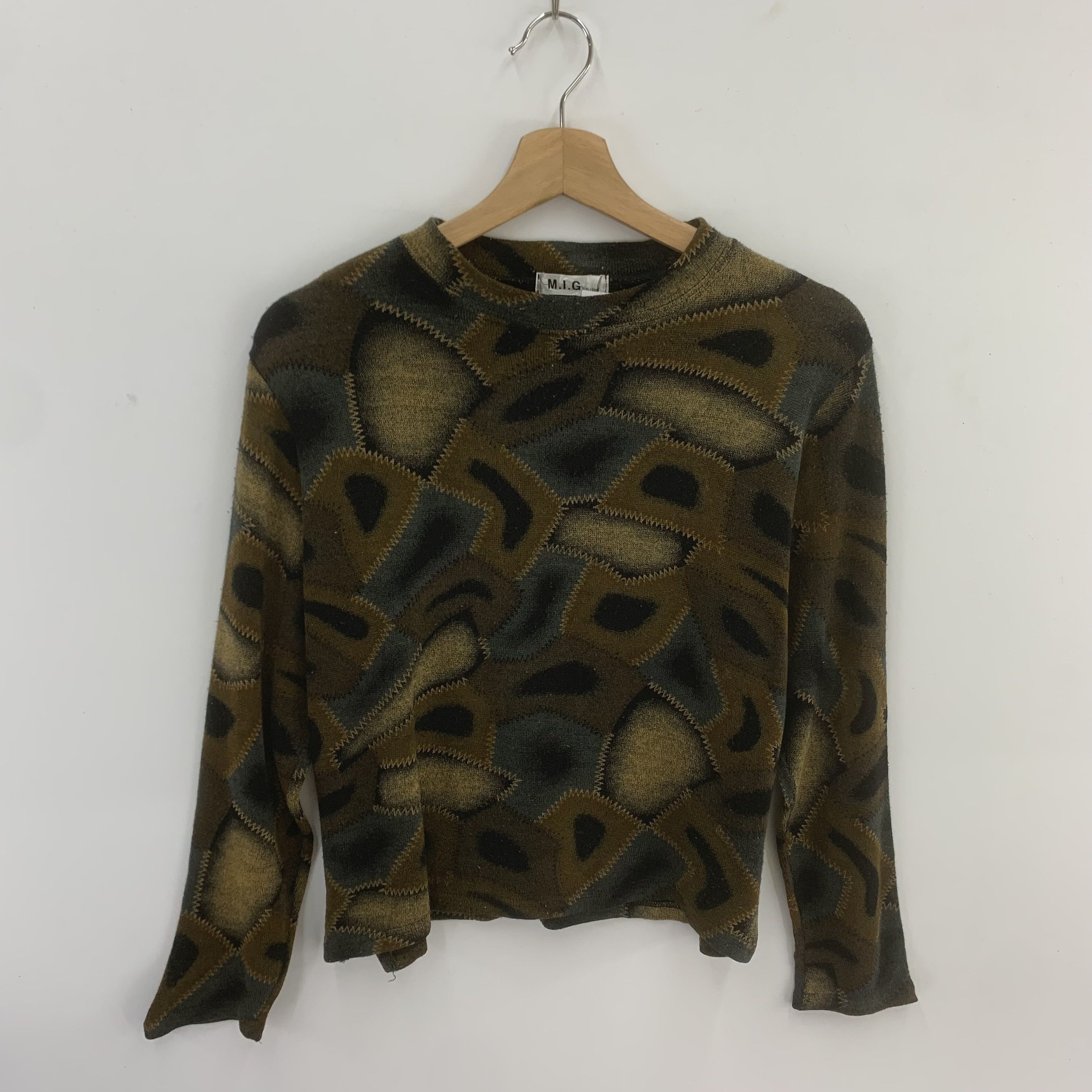 Japanese Brand × Other × Vintage MIG Vintage Wool Sweater Patchwork Printed Knitwear Size US M / EU 48-50 / 2 - 1 Thumbnail