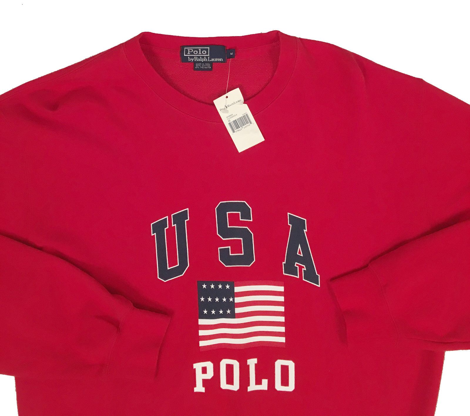 Polo Ralph Lauren NEW Polo Ralph Lauren Vintage Sweatshirt Red Huge US Flag Size US M / EU 48-50 / 2 - 2 Thumbnail