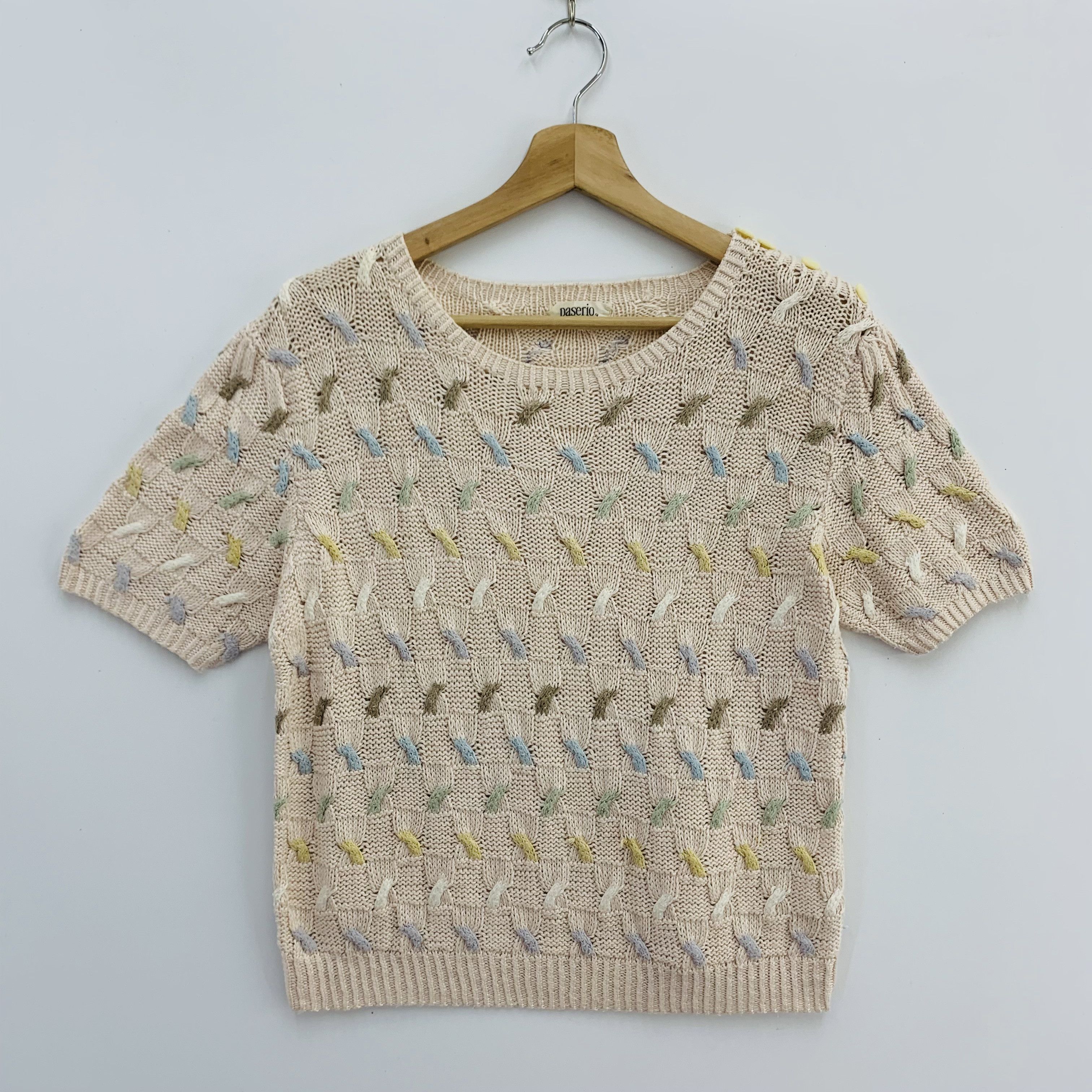 Handmade × Homespun Knitwear × Vintage Paserio Wool Blend Knit Shirt Short Sleeve Knitwear Size US S / EU 44-46 / 1 - 1 Thumbnail
