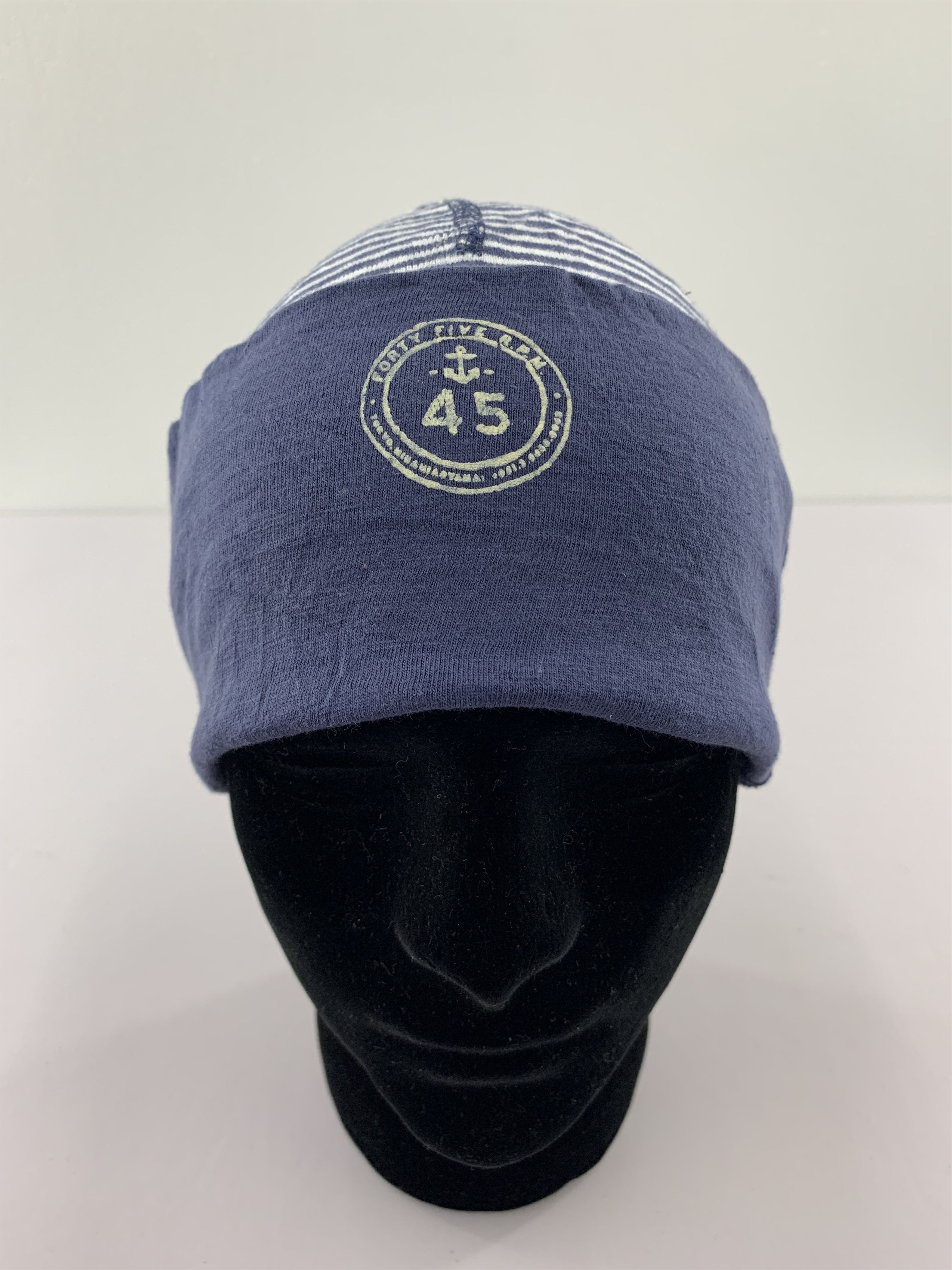 45rpm × Japanese Brand Vintage 90s 45rpm Beanie Hat Striped Navy Blue Size ONE SIZE - 2 Thumbnail
