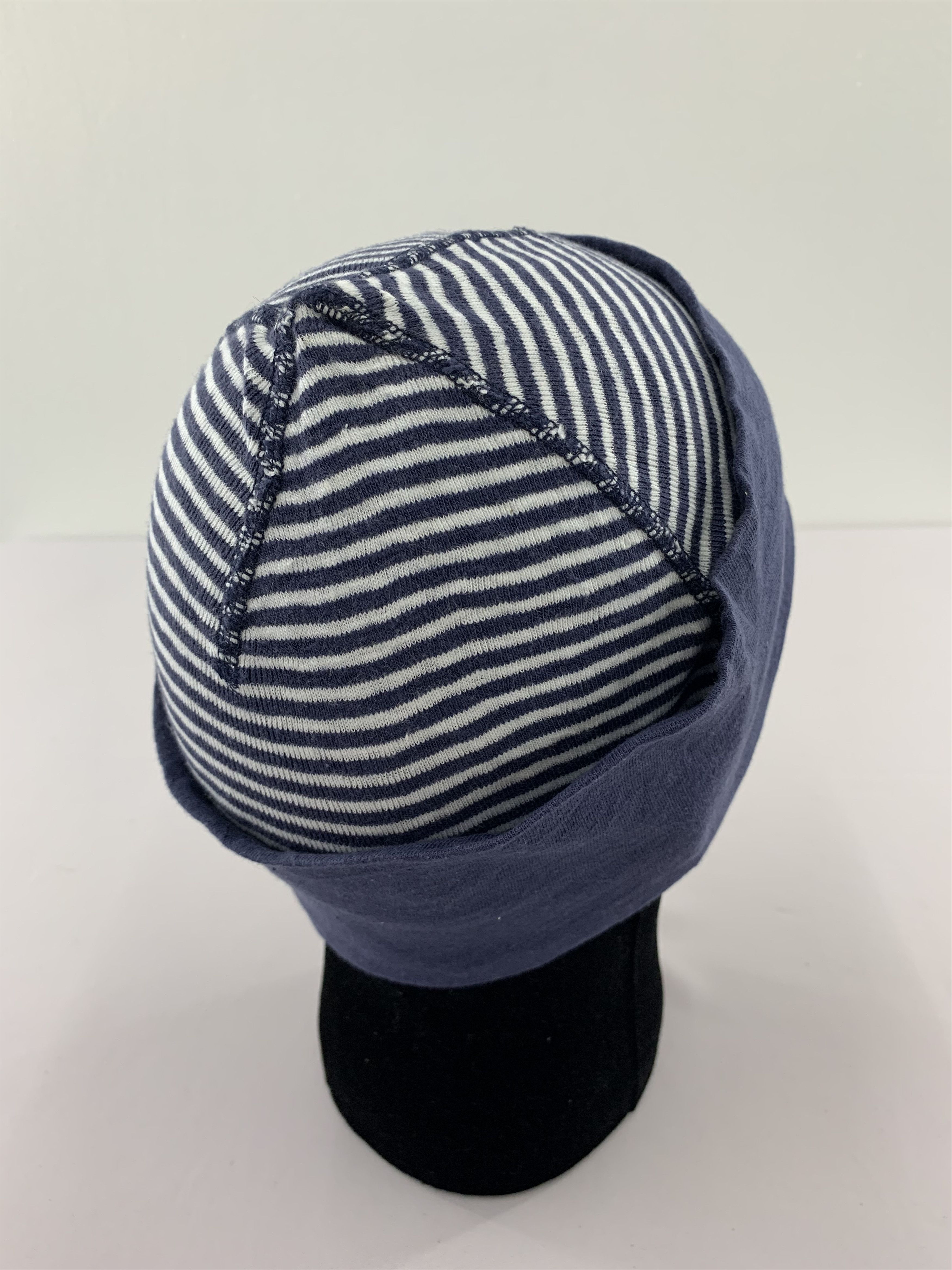 45rpm × Japanese Brand Vintage 90s 45rpm Beanie Hat Striped Navy Blue Size ONE SIZE - 4 Thumbnail