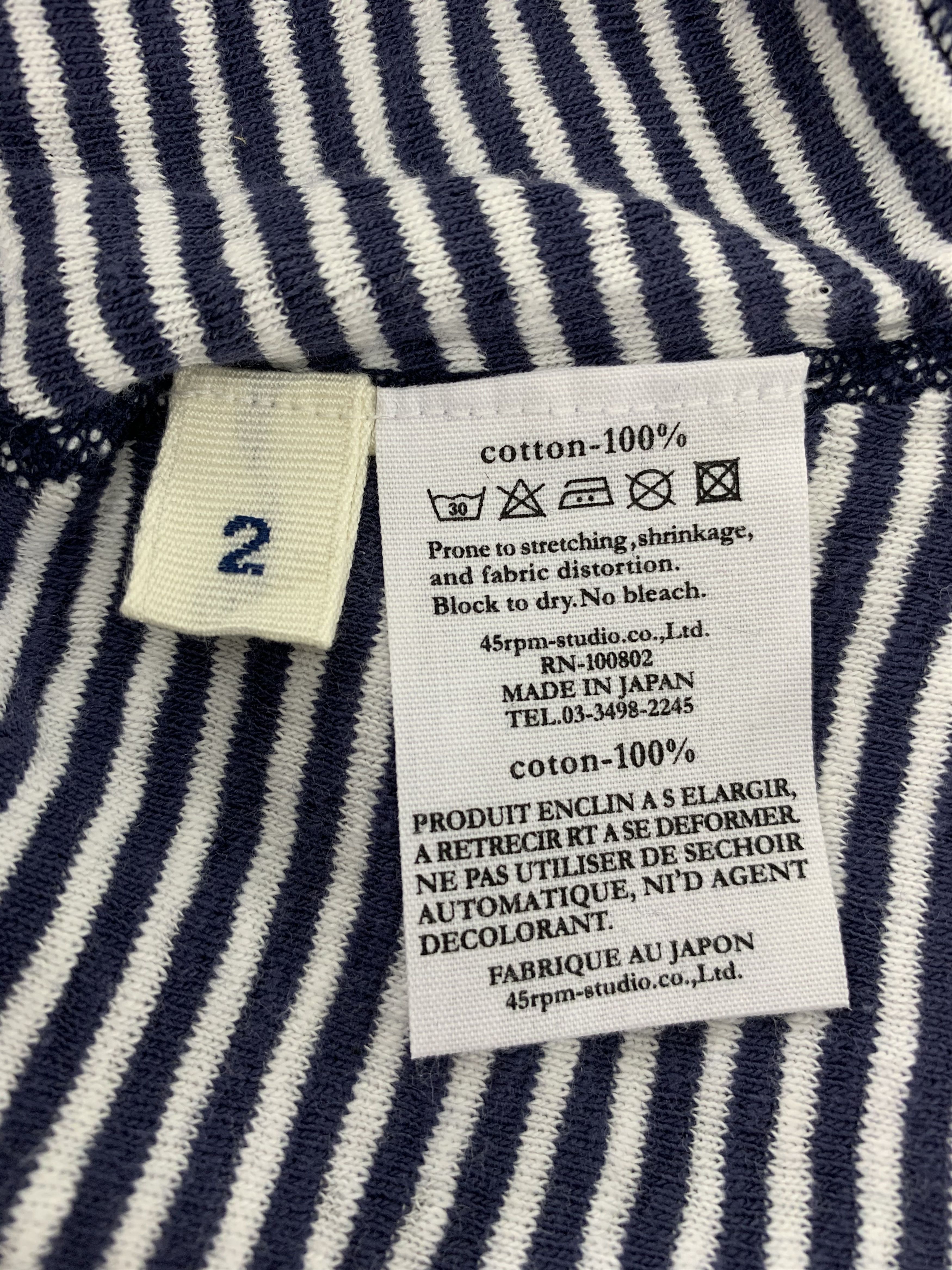 45rpm × Japanese Brand Vintage 90s 45rpm Beanie Hat Striped Navy Blue Size ONE SIZE - 7 Thumbnail