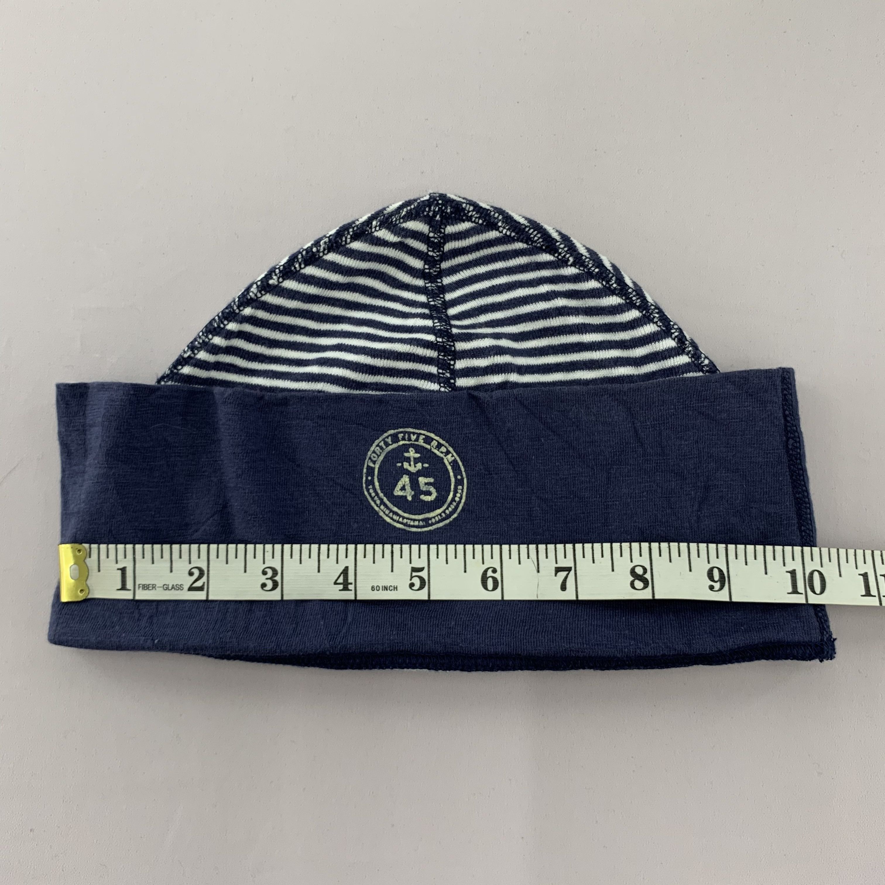 45rpm × Japanese Brand Vintage 90s 45rpm Beanie Hat Striped Navy Blue Size ONE SIZE - 9 Thumbnail