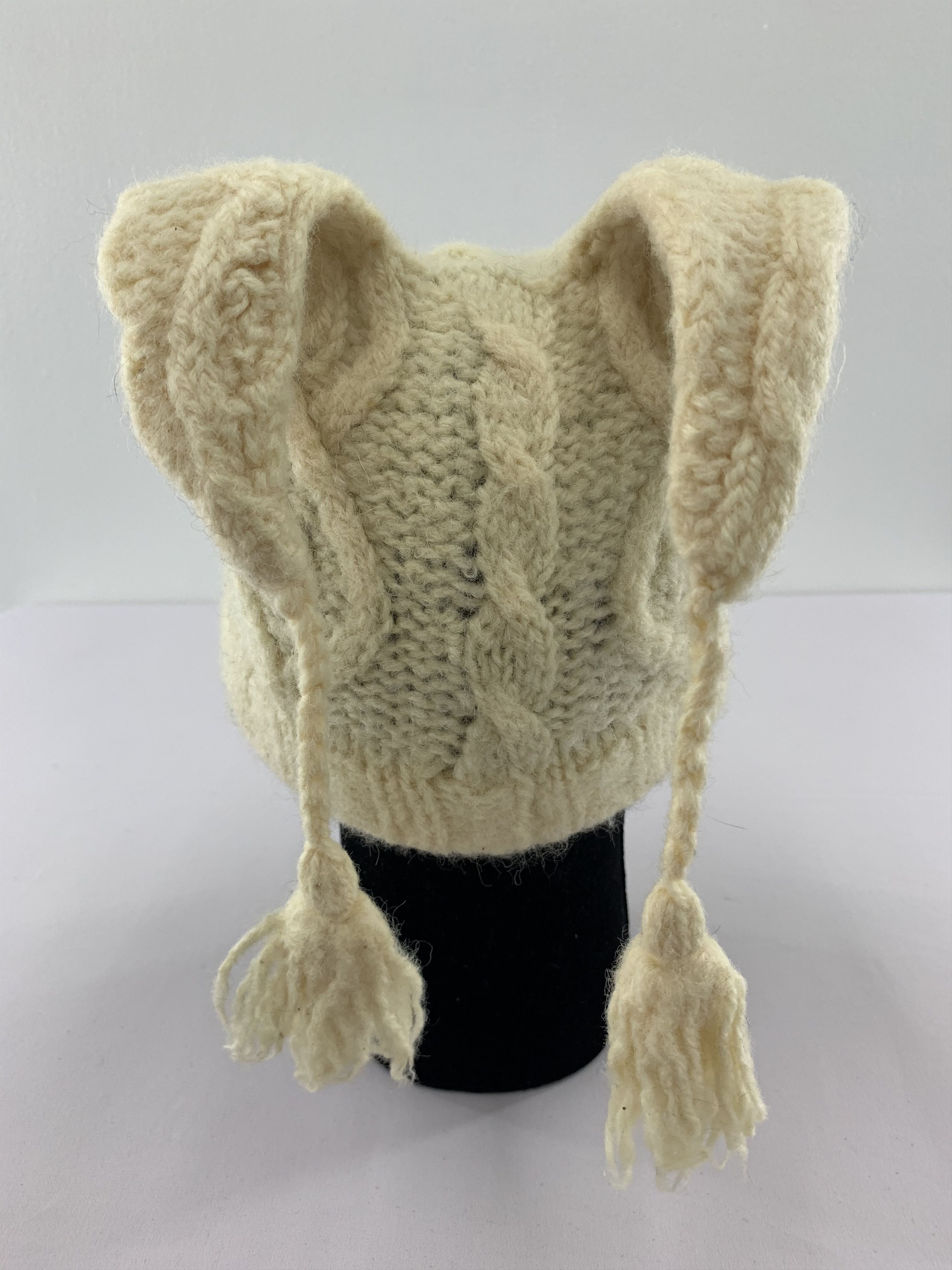 Handmade × Vintage Vintage 90s Wool Horn Beanie Hat Knitted Size ONE SIZE - 2 Thumbnail