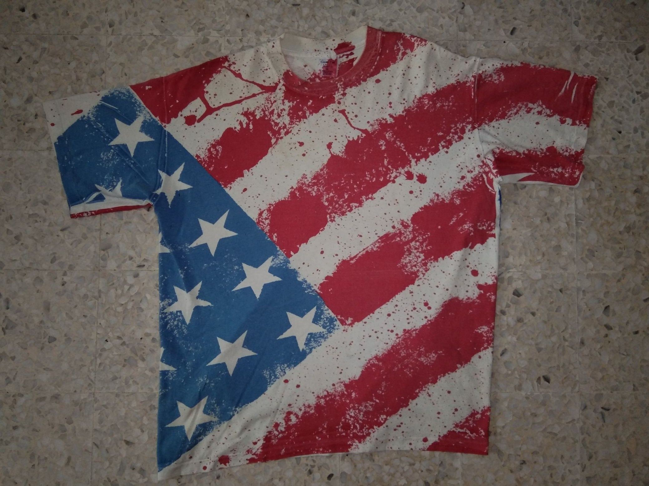 Vintage VTG 80s 90s Made In USA American Flag Fullprint AOP Size US XL / EU 56 / 4 - 1 Thumbnail