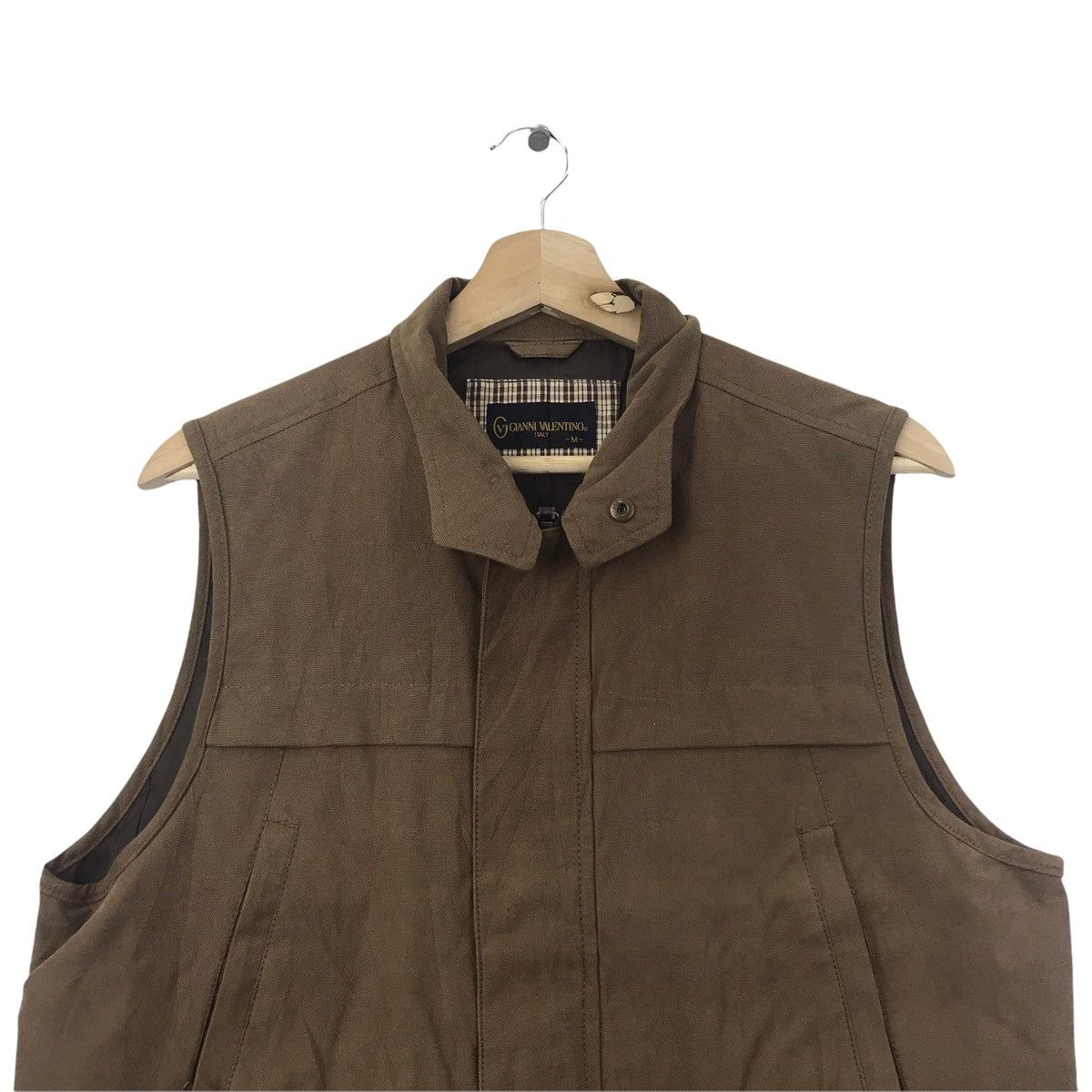 Vintage GIANNI VALENTINO ITALY Tartan Check Tactical Vest Jacket Size 36R - 2 Thumbnail