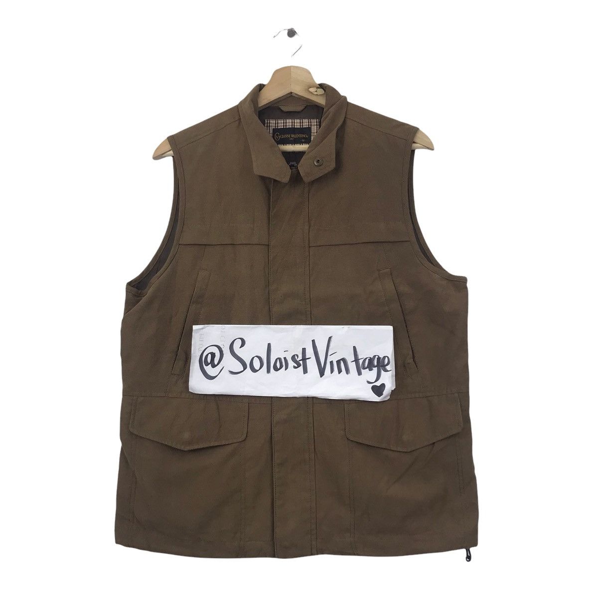 GIANNI VALENTINO ITALY Tartan Check Tactical Vest Jacket