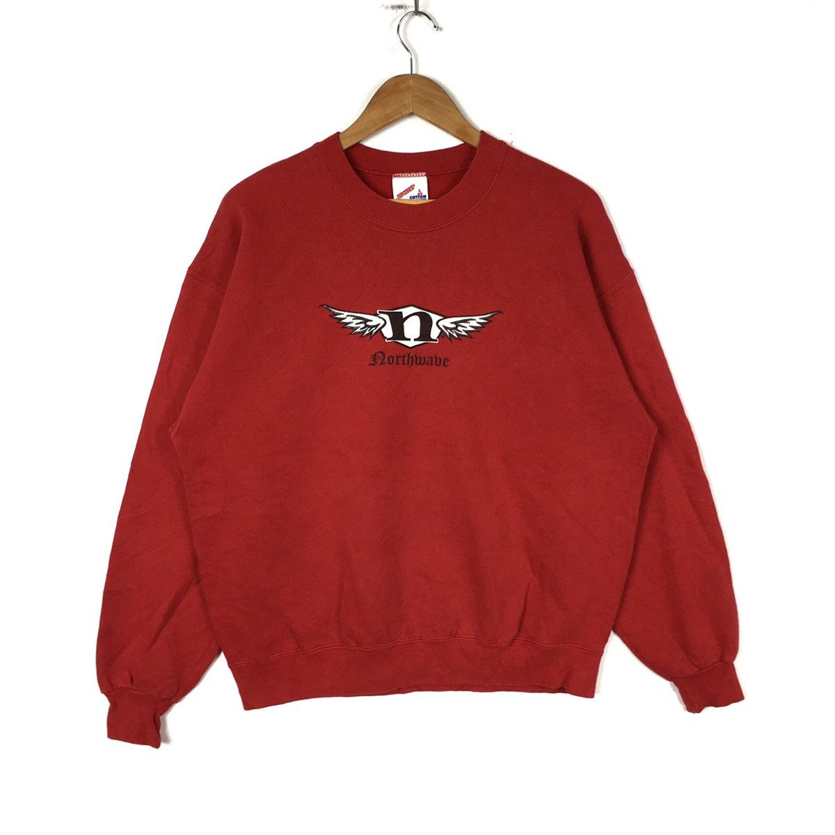 Vintage Vintage 90s NORTH WAVE SKATE Skateboard Red Sweatshirt Size US L / EU 52-54 / 3 - 1 Thumbnail