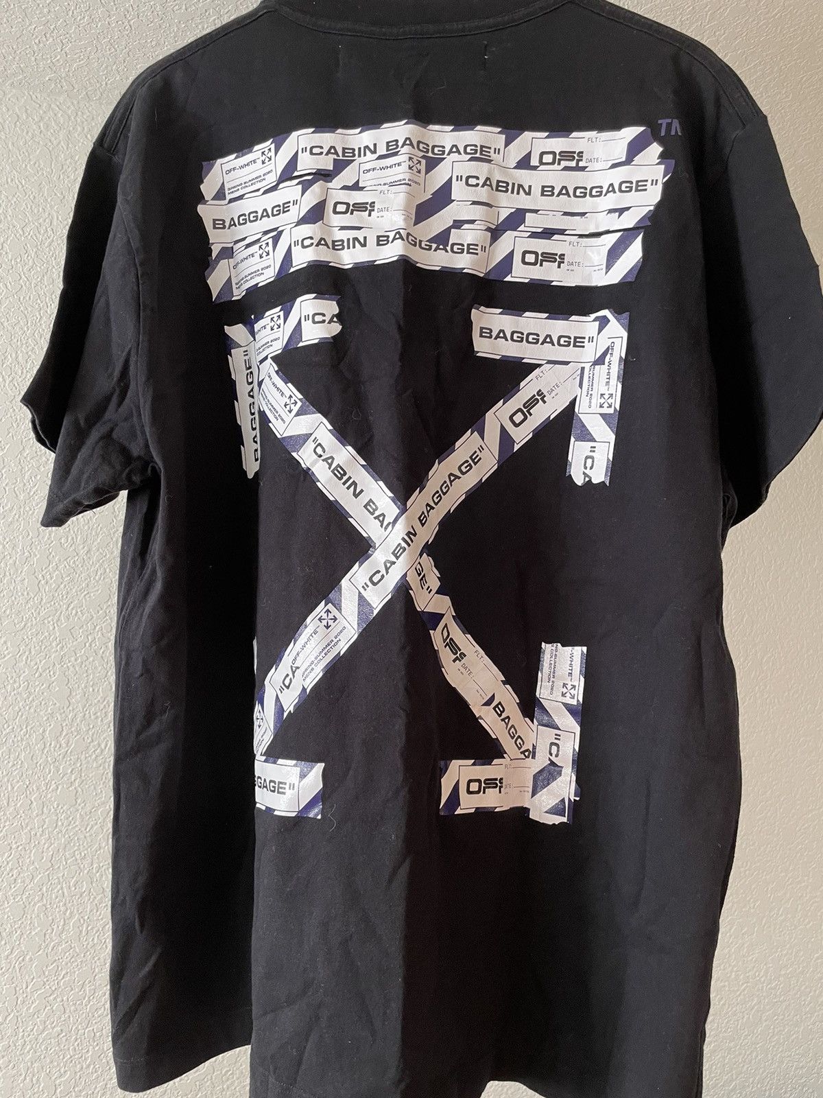 image of Off White Off-White Oversized Airport Tape Tshirt in Black, Men's (Size Small)