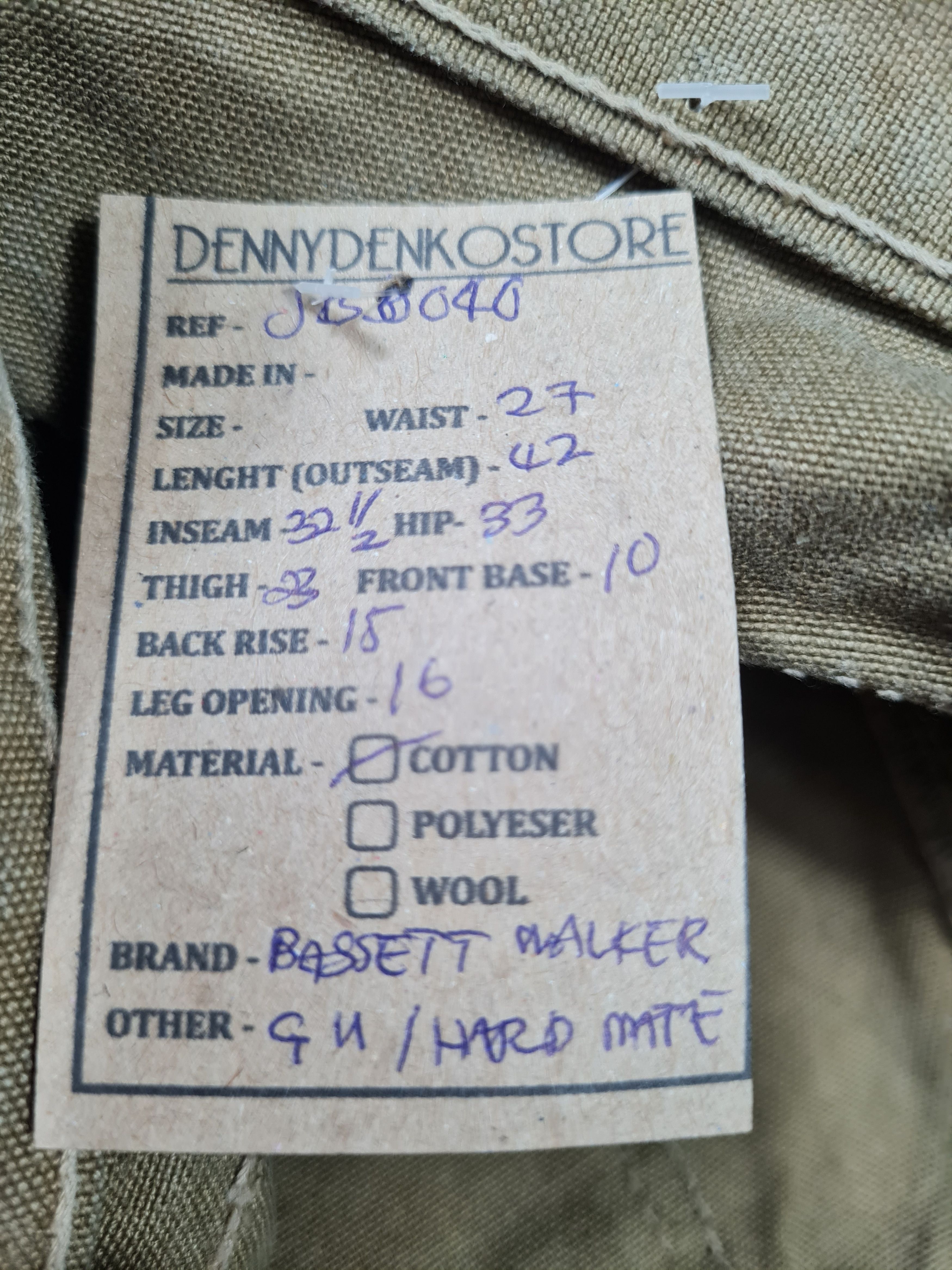 Japanese Brand BASSETT WALKER Workwear Heavy Military Cargo 27x32.5 JB0040 Size US 27 - 11 Thumbnail