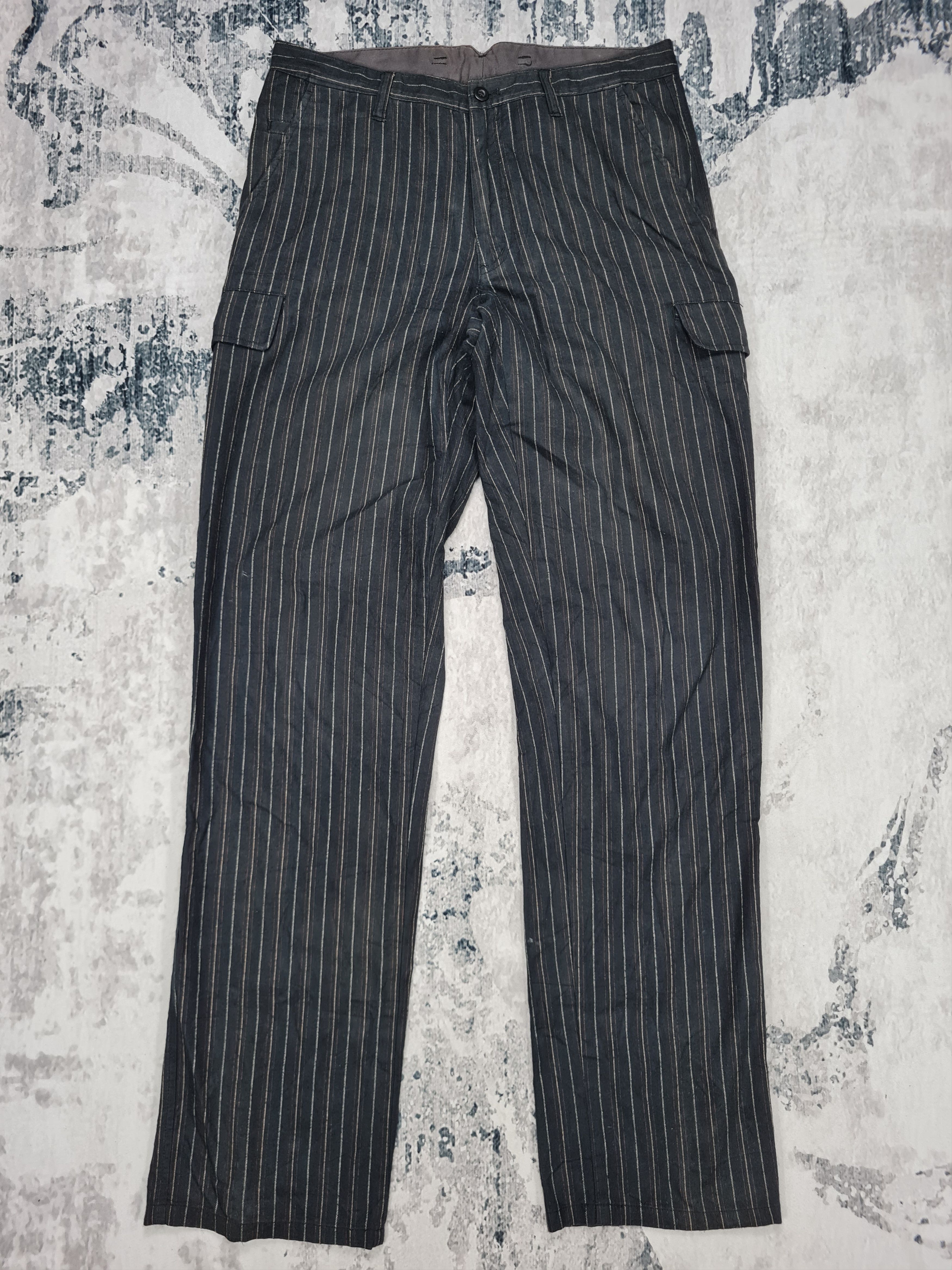 image of Full House Homme Cargo Striped Hickory Pants 32X34 Jb0013, Men's