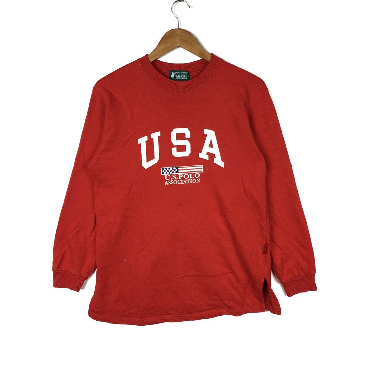 POLO ASSOCIATION USA Flag Big Print Red Sweatshirt