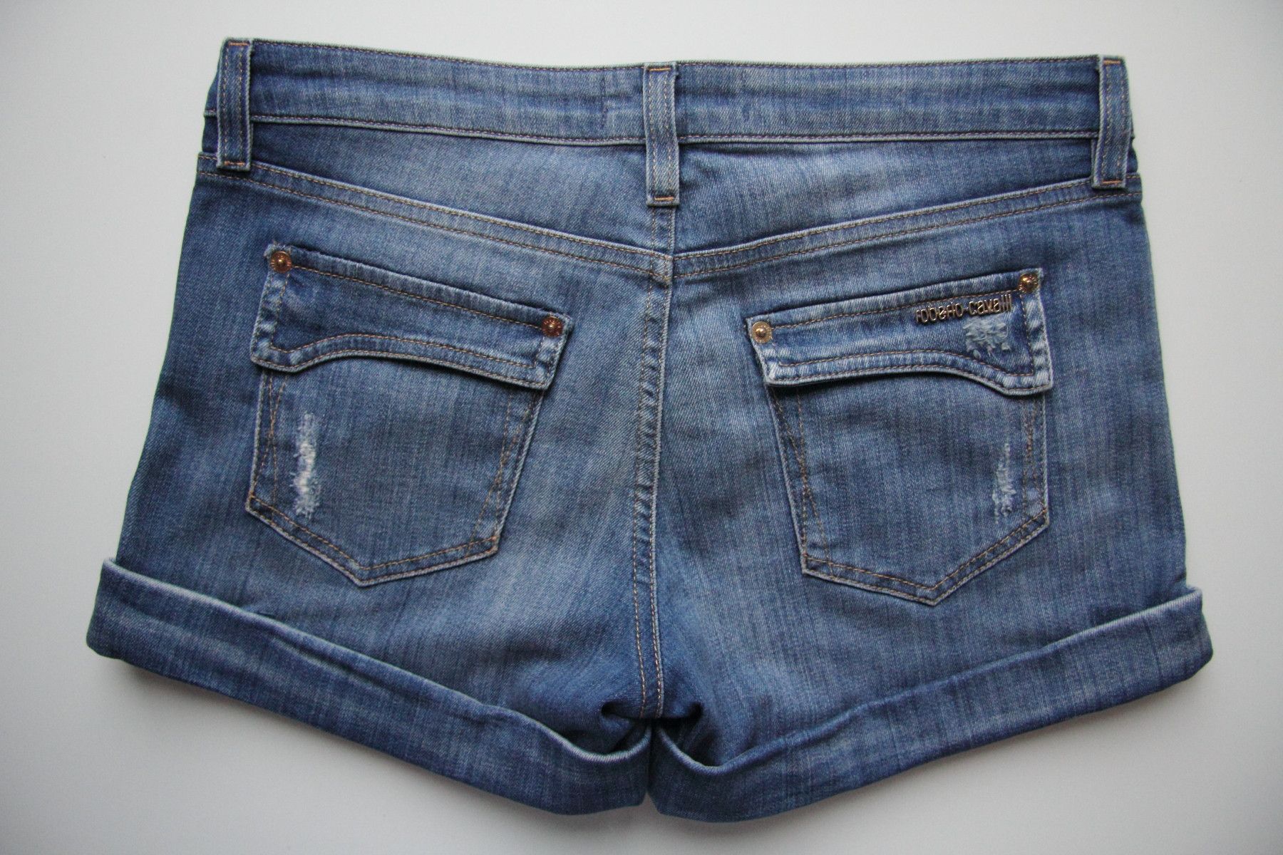 Roberto Cavalli ROBERTO CAVALLI DENIM SHORTS WITH SILK BELT SIZE 42 Size 30" / US 8 / IT 44 - 7 Thumbnail