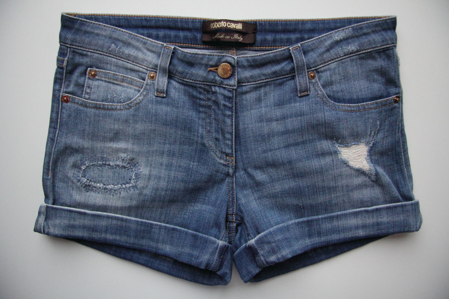Roberto Cavalli ROBERTO CAVALLI DENIM SHORTS WITH SILK BELT SIZE 42 Size 30" / US 8 / IT 44 - 5 Thumbnail
