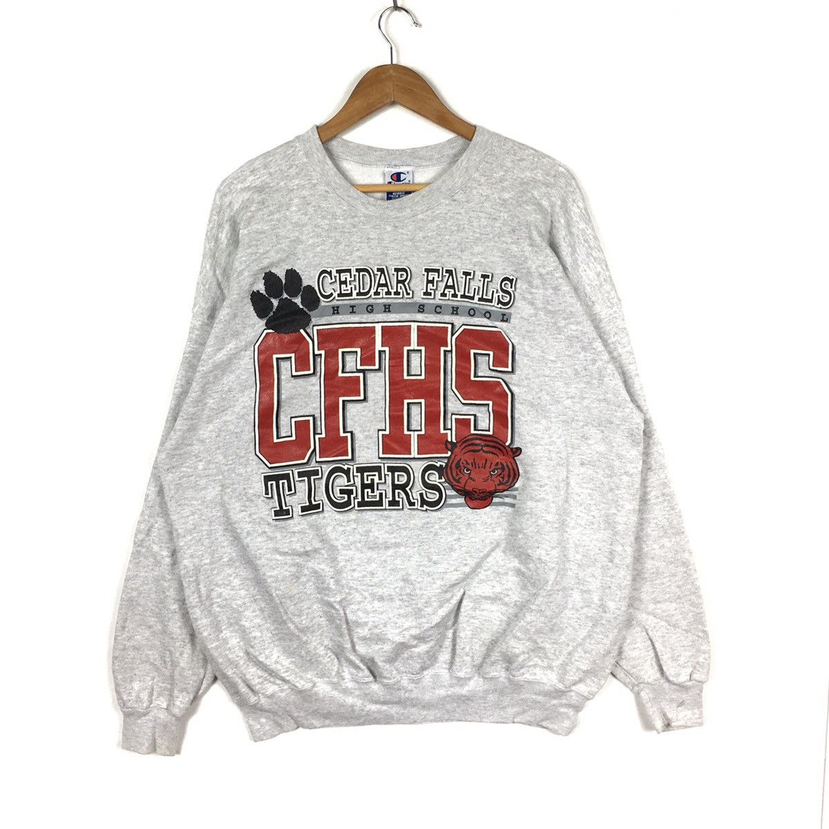 Champion 90s CHAMPION CEDAR FALLS High School Tiger Plain Grey Usa Size US XXL / EU 58 / 5 - 1 Thumbnail