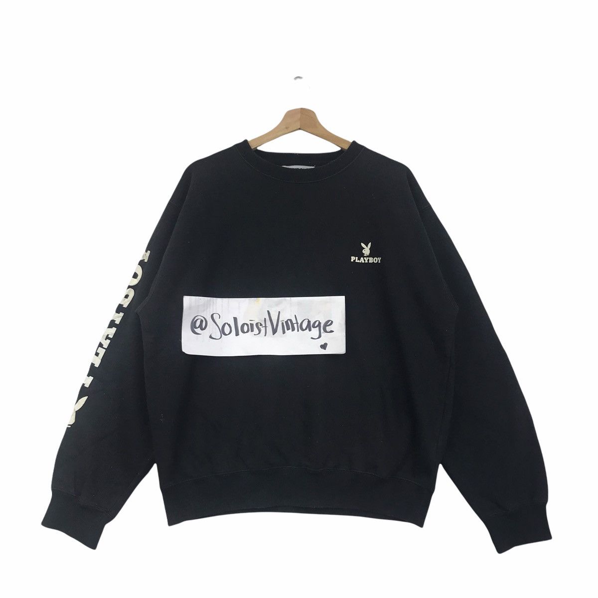 Playboy Vintage PLAYBOY BIG BUNNY Black Sweatshirt Size US L / EU 52-54 / 3 - 1 Thumbnail