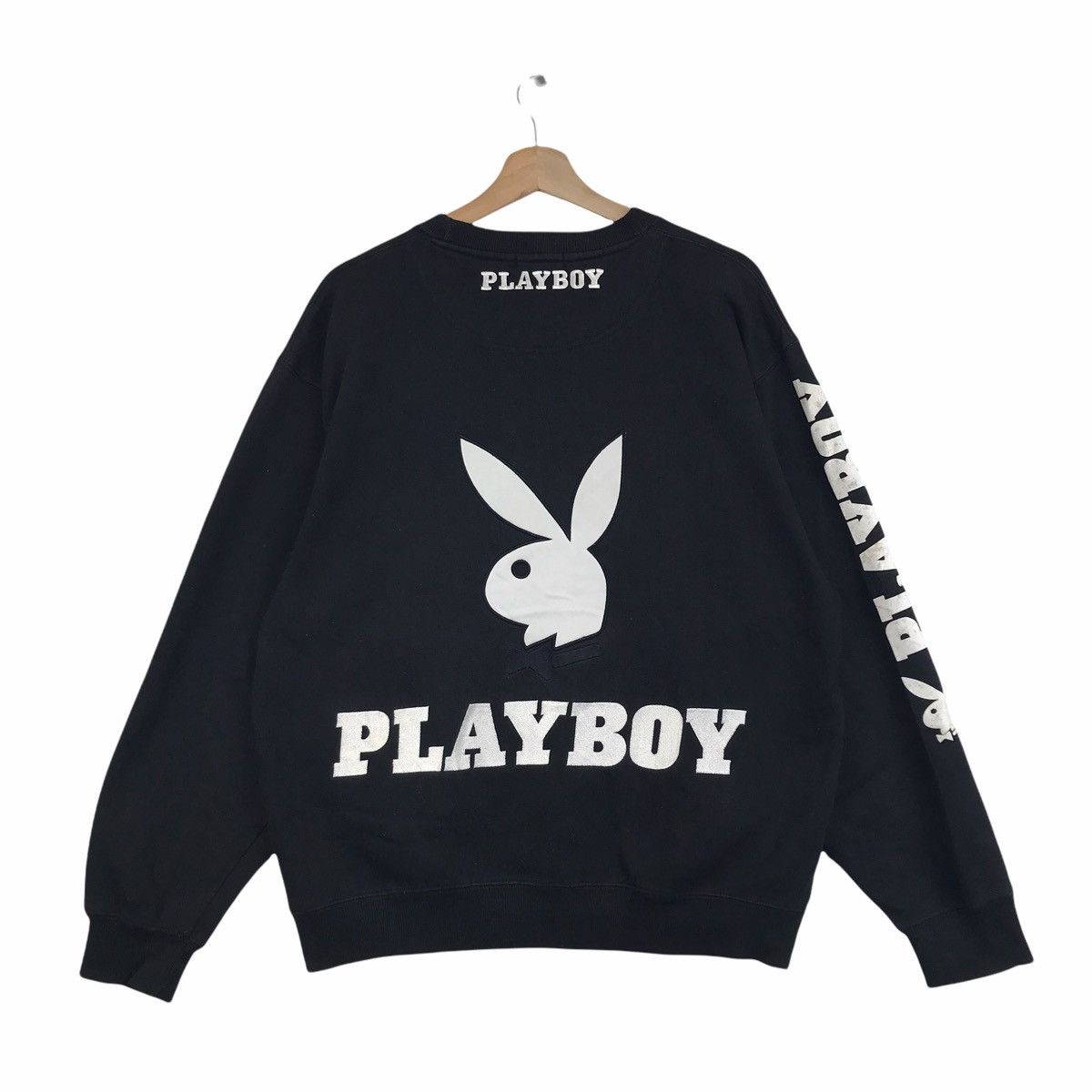 Playboy Vintage 90s PLAYBOY BIG BUNNY Black Sweatshirt Size US L / EU 52-54 / 3 - 2 Thumbnail
