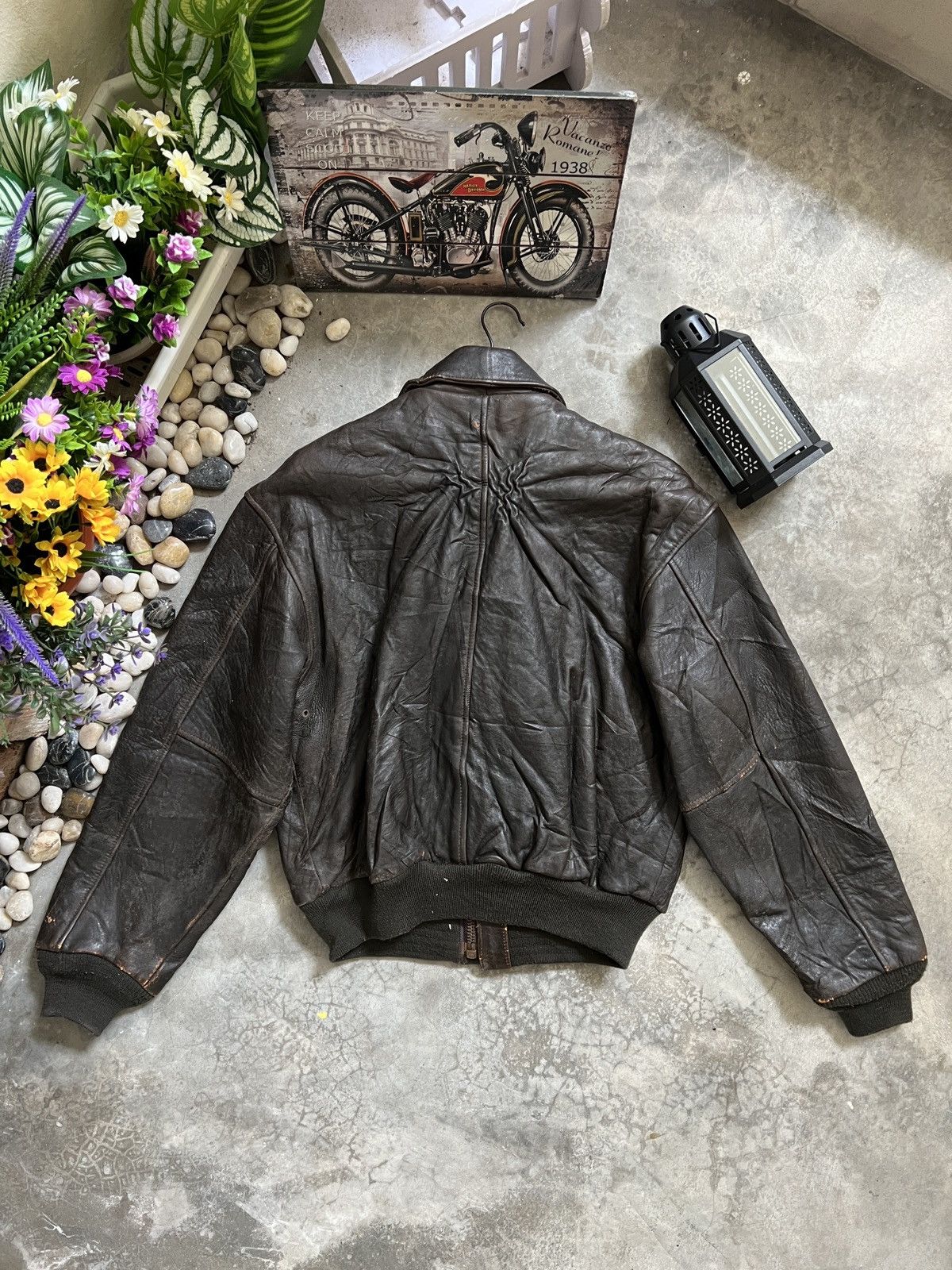 Vintage 🖤 Made In Korea Varsity Style Avirex Leather Jacket